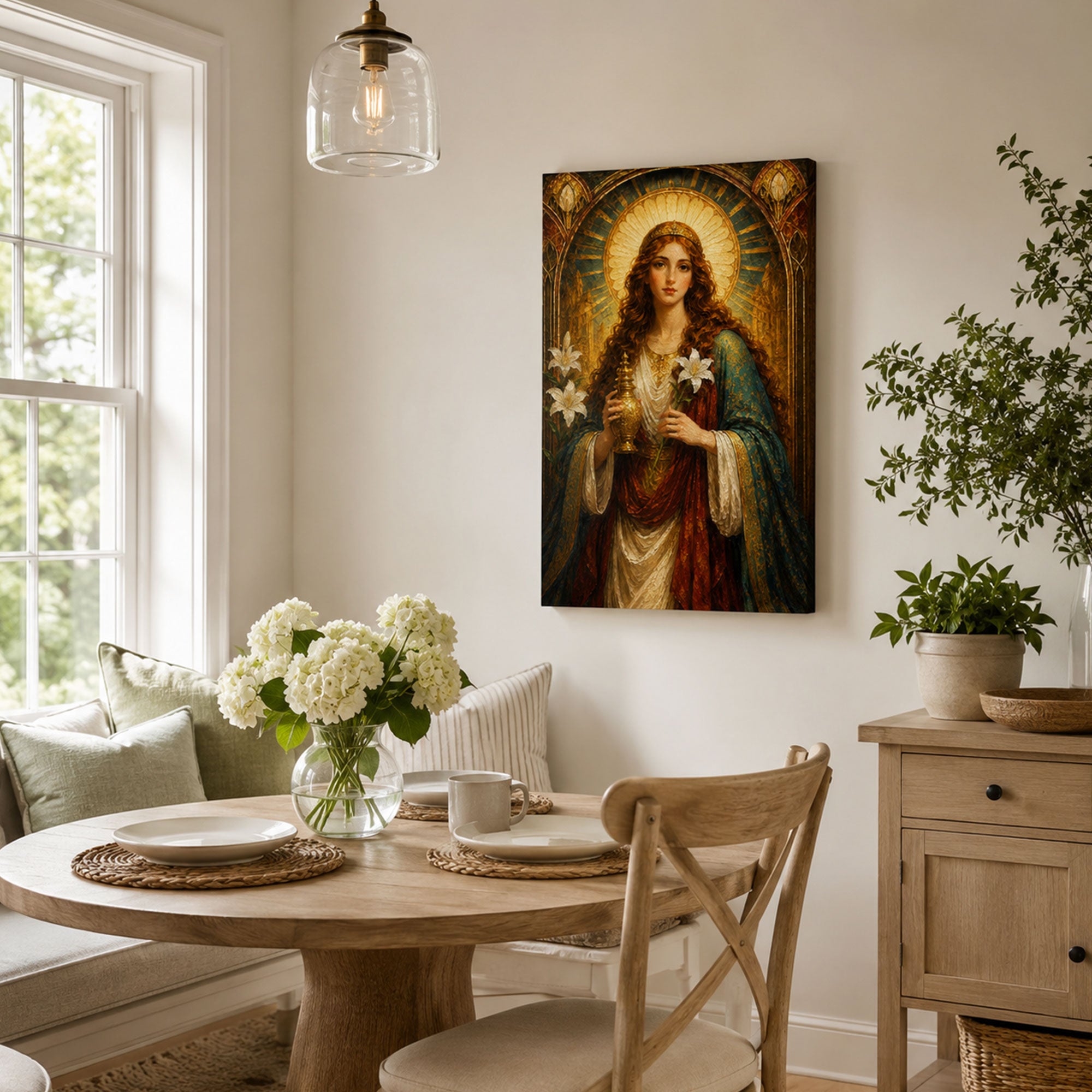 Saint Mary Magdalene with Alabaster Jar Canvas Print, Catholic Faith Decor