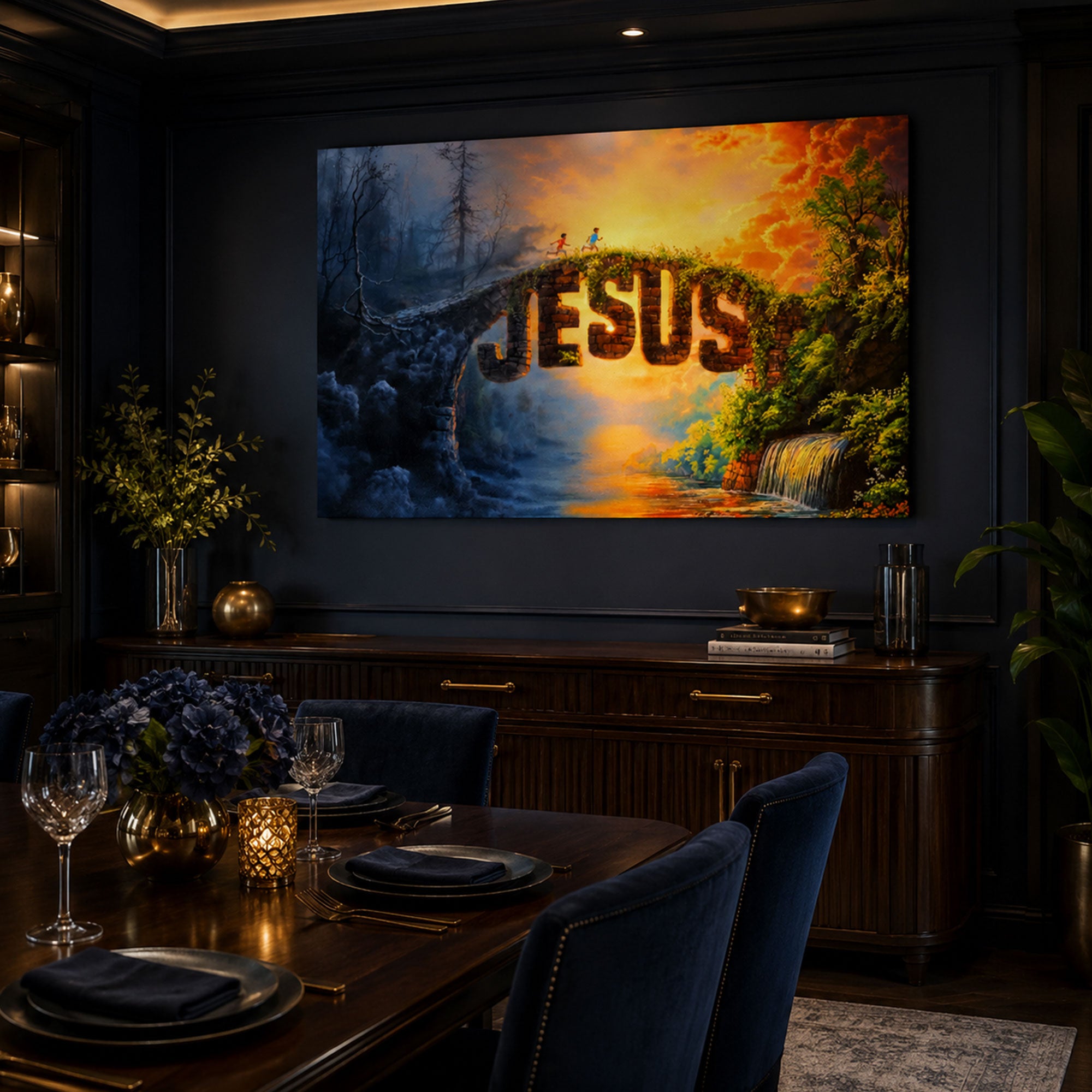 “The Bridge of Salvation” John 14:6 Canvas Print, Jesus Is the Way Christian Wall Art, Faith Inspired Religious Decor