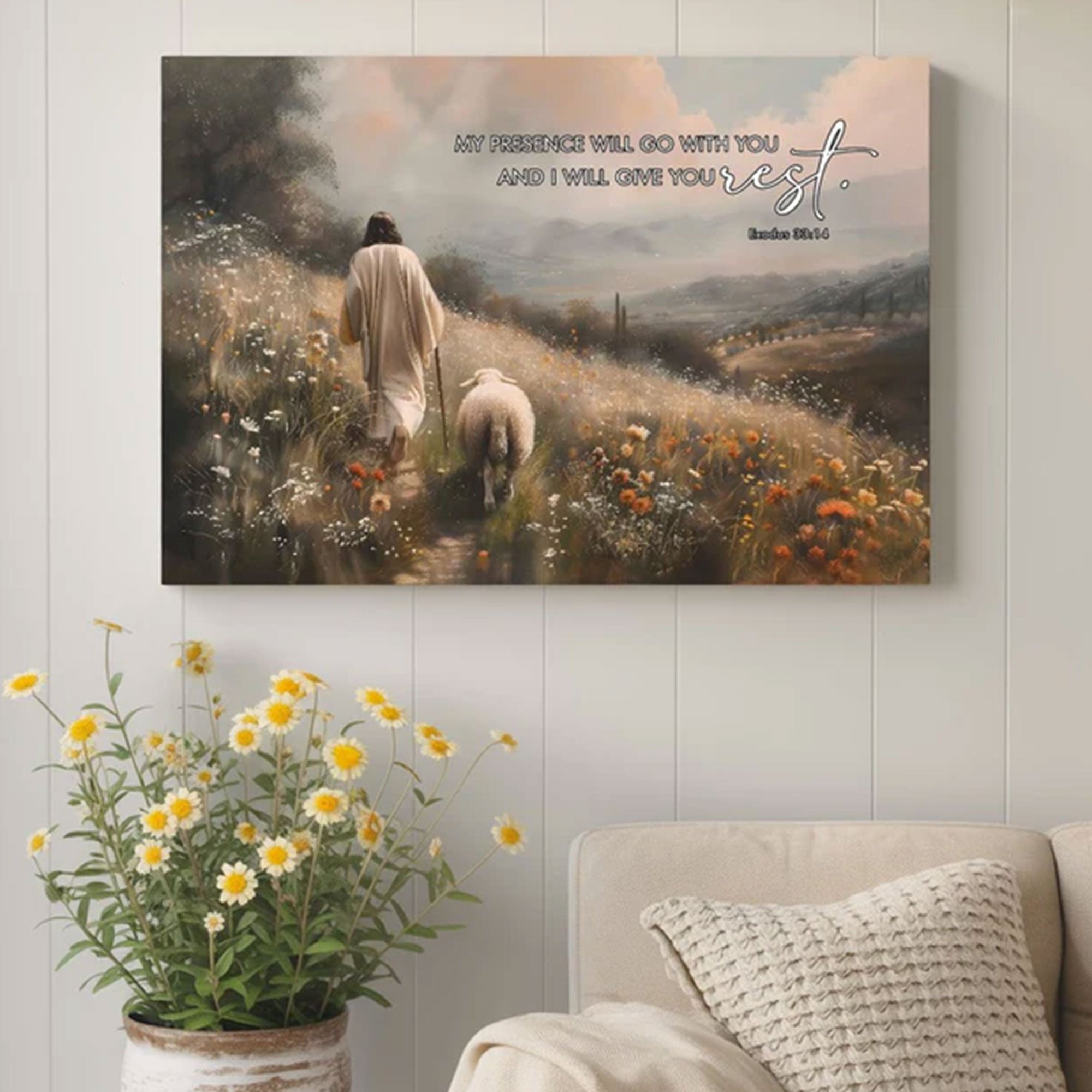 Exodus 33:14 Canvas Print, “My Presence Will Go With You” Christian Wall Art, Peaceful Faith Decor