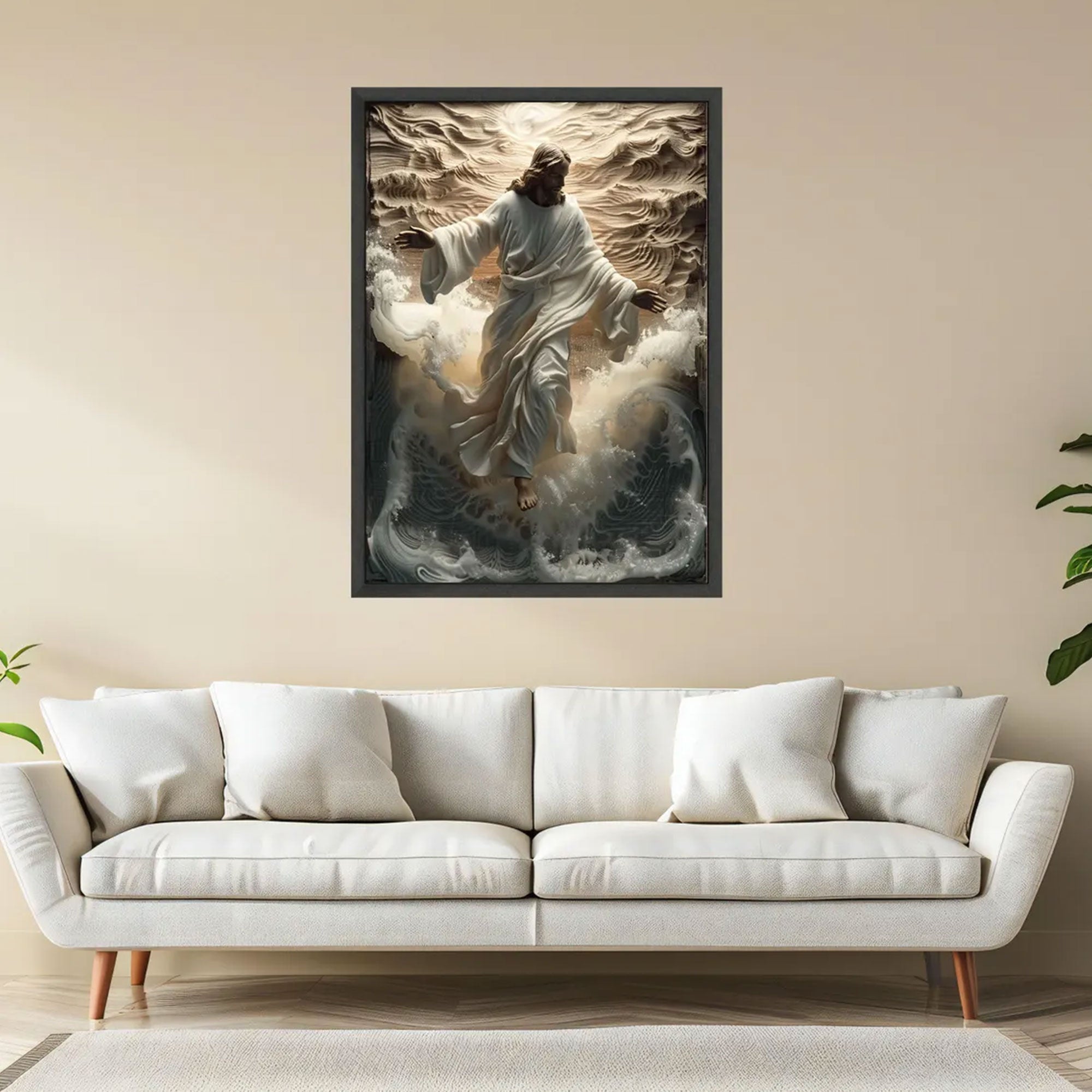 Jesus Walking on Water Canvas Print, Christian Wall Art, Biblical Scene, Spiritual Inspirational Home Decor, Religious Gift
