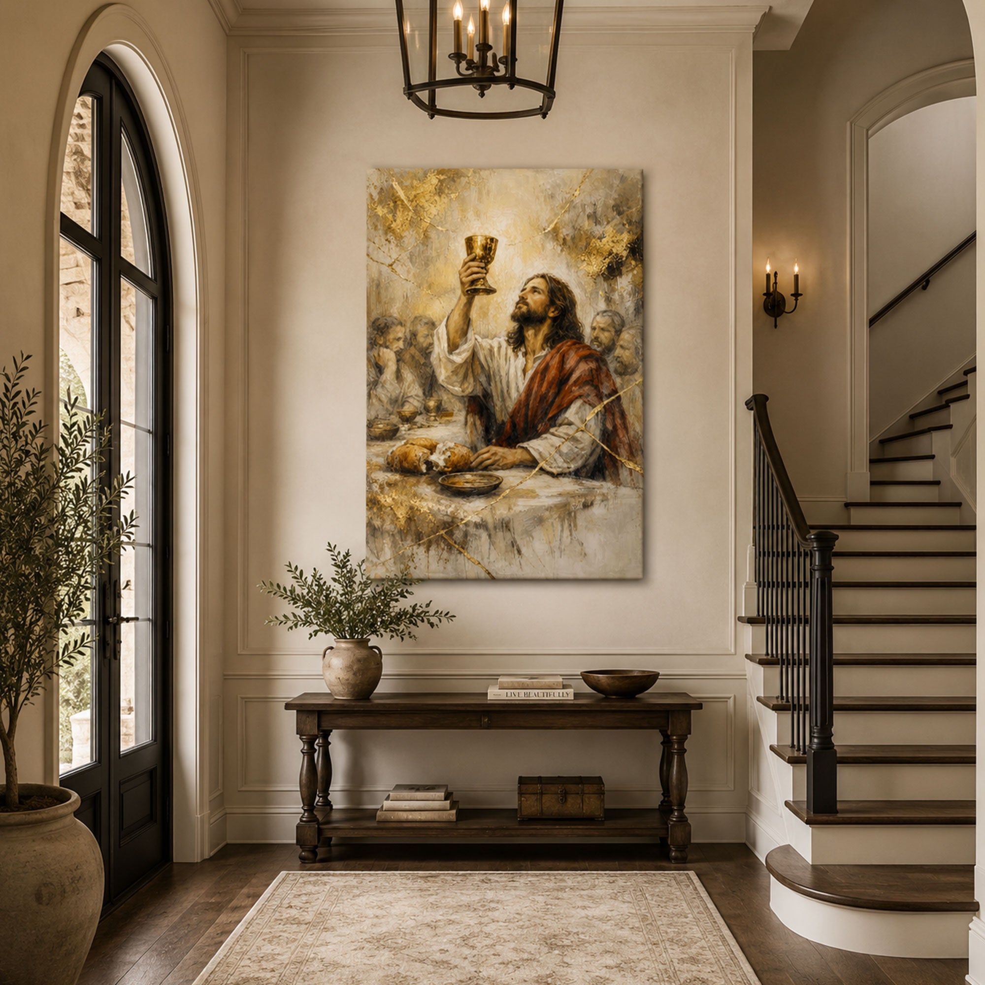 Holy Communion Canvas Print, Jesus Christ Religious Wall Art for Home Decor
