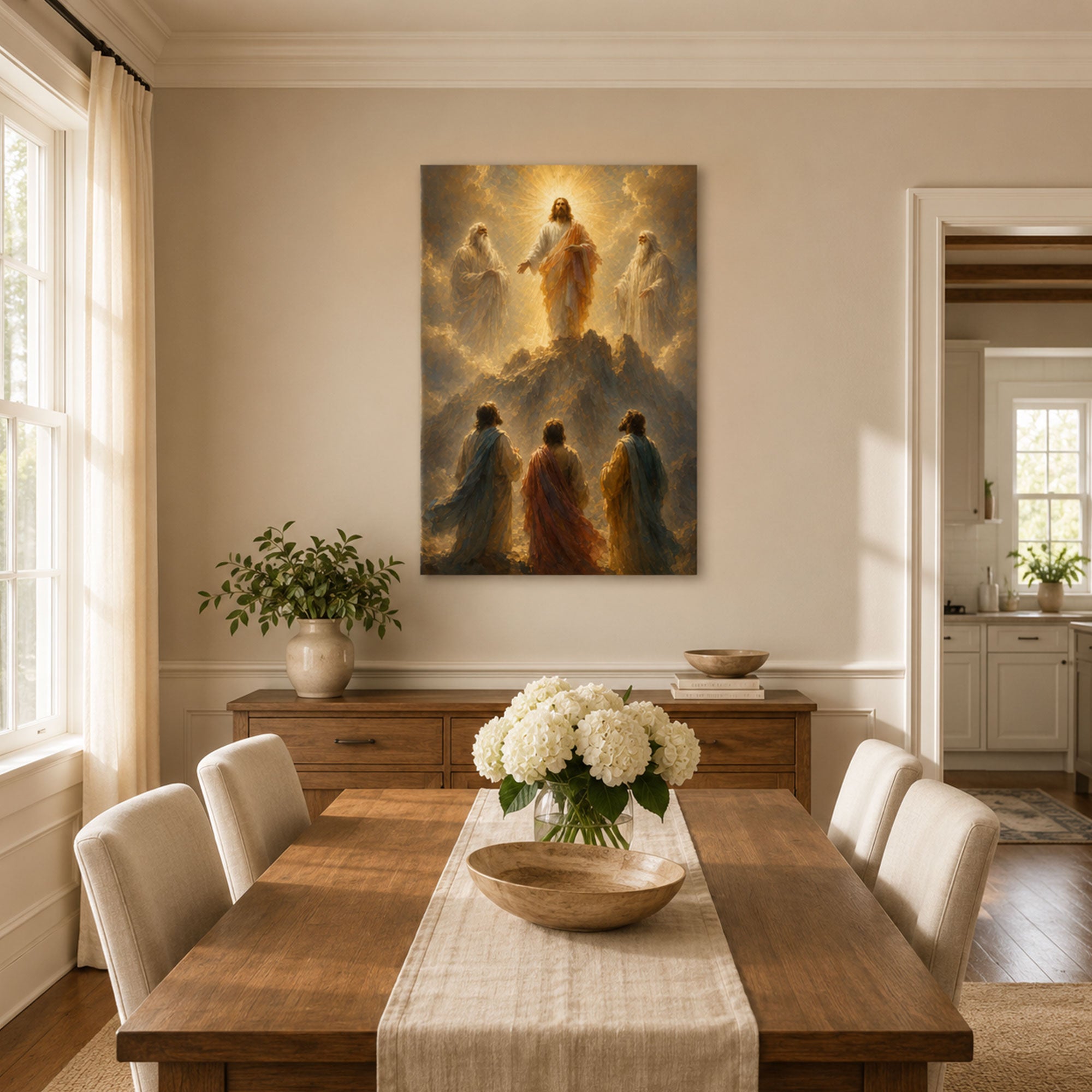 Jesus Transfigured Above the Disciples Canvas Print, Christian Home Decor