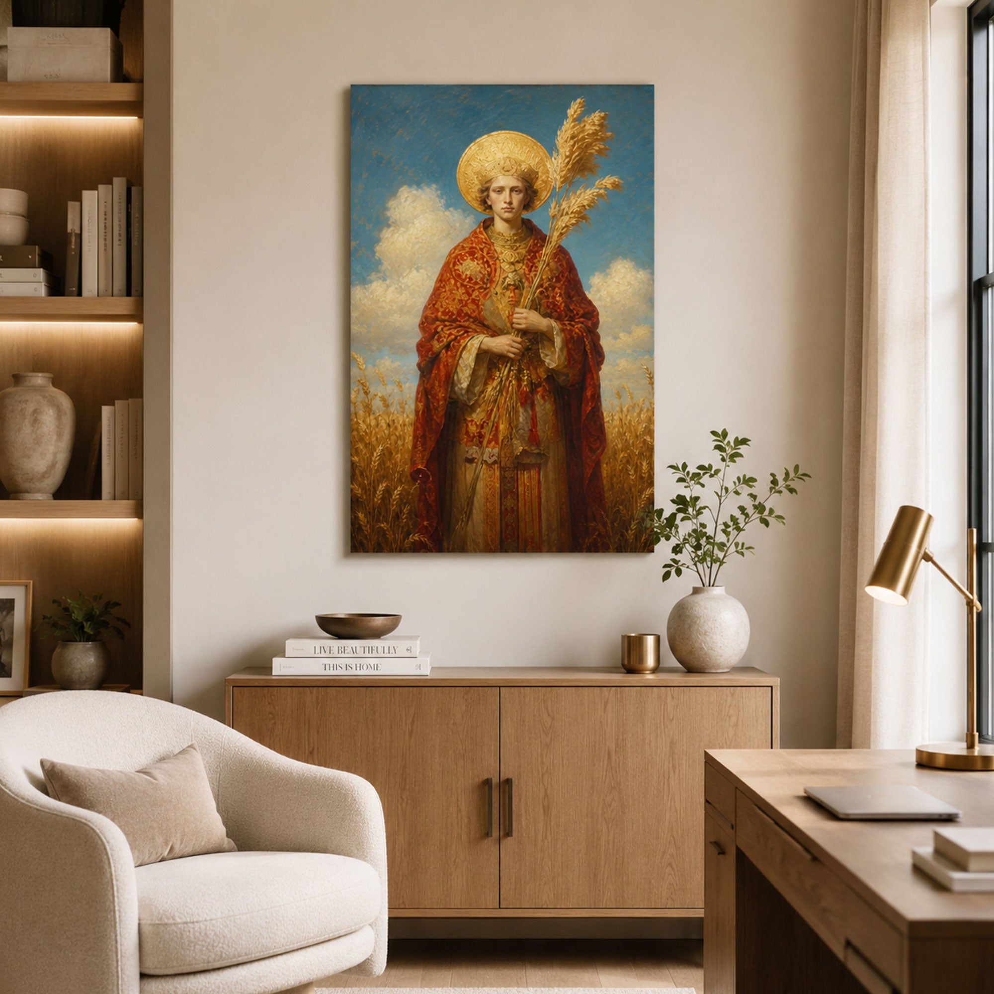 Saint Vincent Martyr Canvas Print, Catholic Saint Wall Decor, Christian Faith Gift
