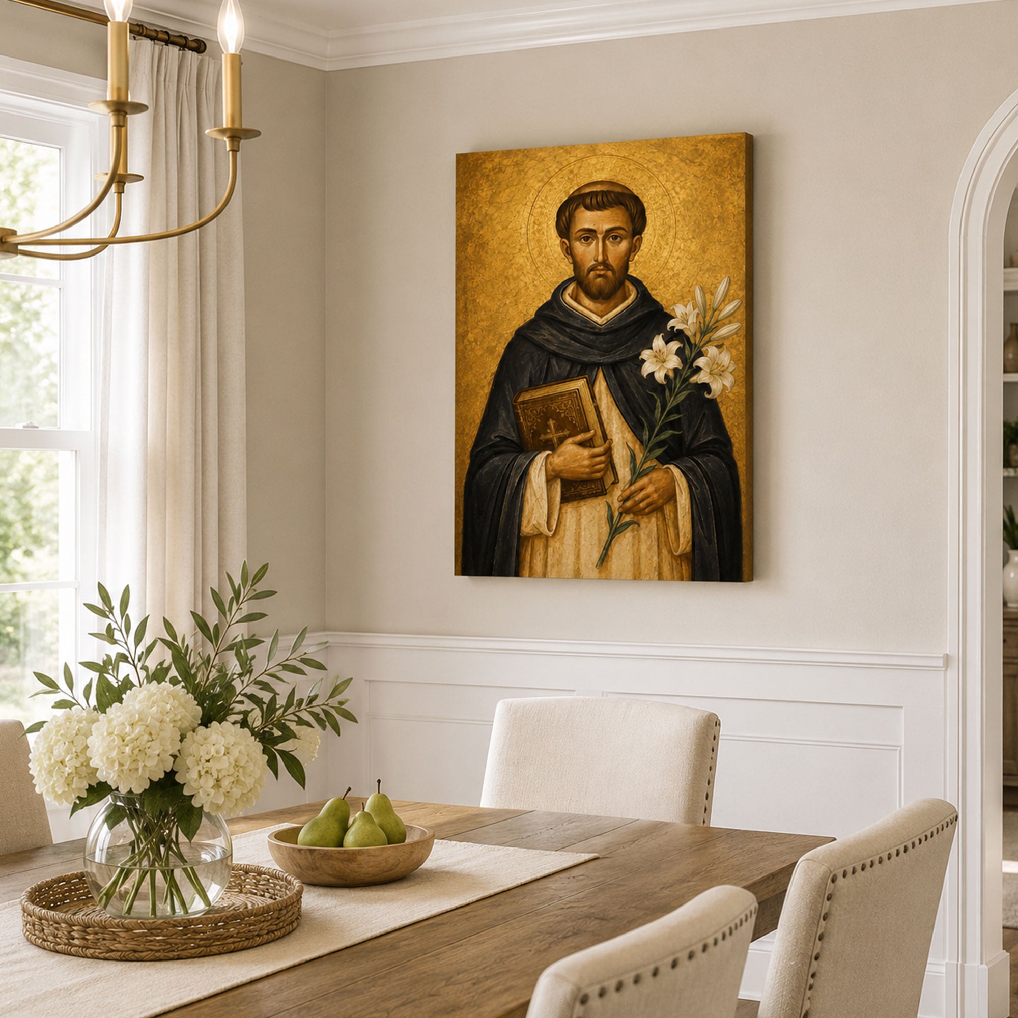 Saint Dominic de Guzman Canvas Print, Catholic Wall Decor, Dominican Faith Gift