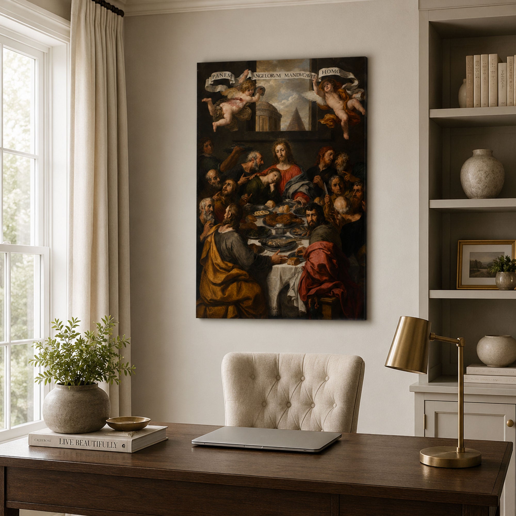 Last Supper Eucharist Canvas Print, Bread of Angels Catholic Wall Decor, Christian Faith Gift