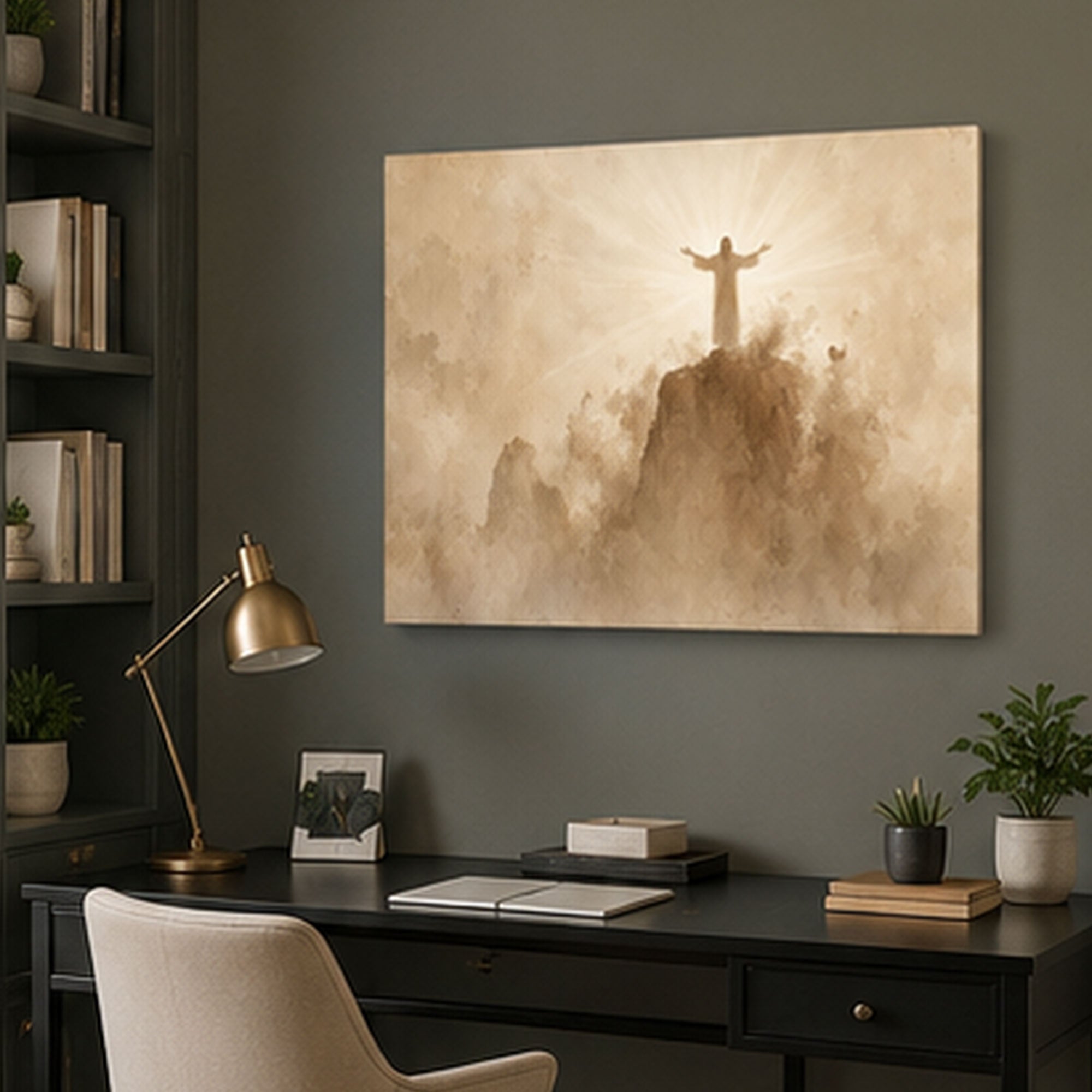 Jesus Blessing the Multitude Canvas Print, Sepia Christian Faith Art