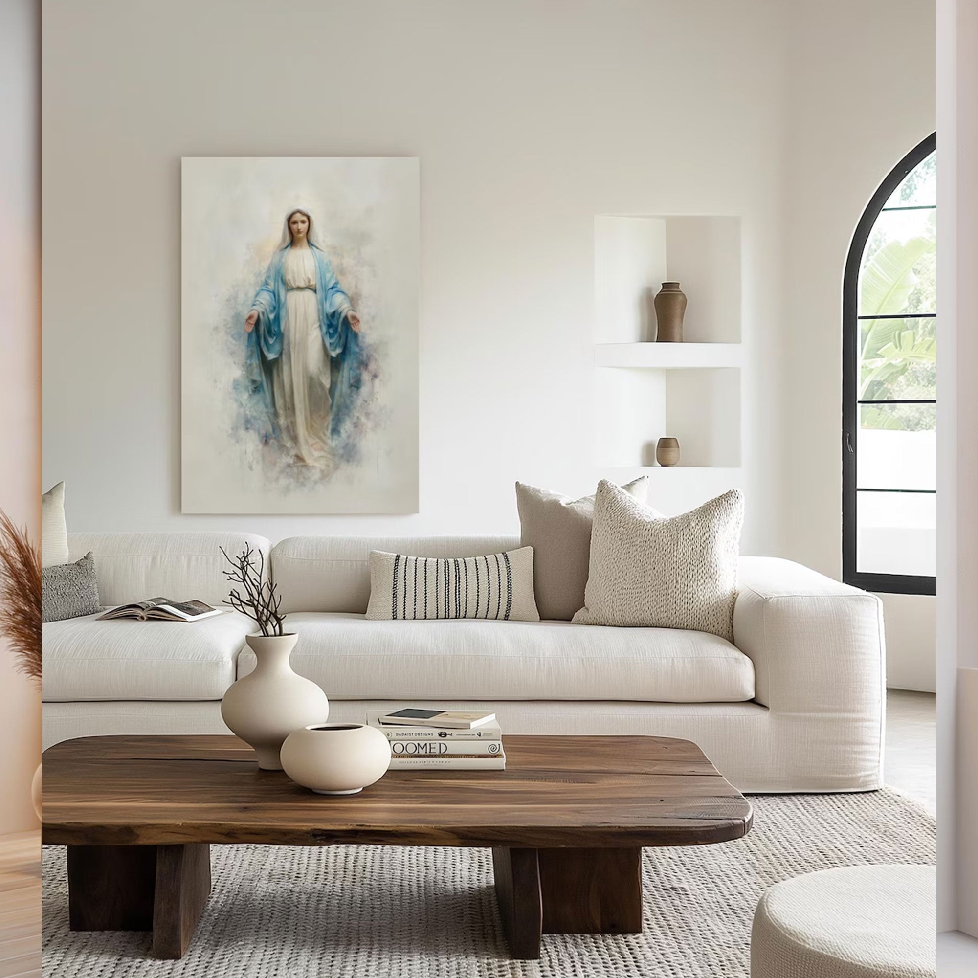 Blessed Mother Mary Art, Christian Wall Art Canvas, Virgin Mary Religious Canvas Print