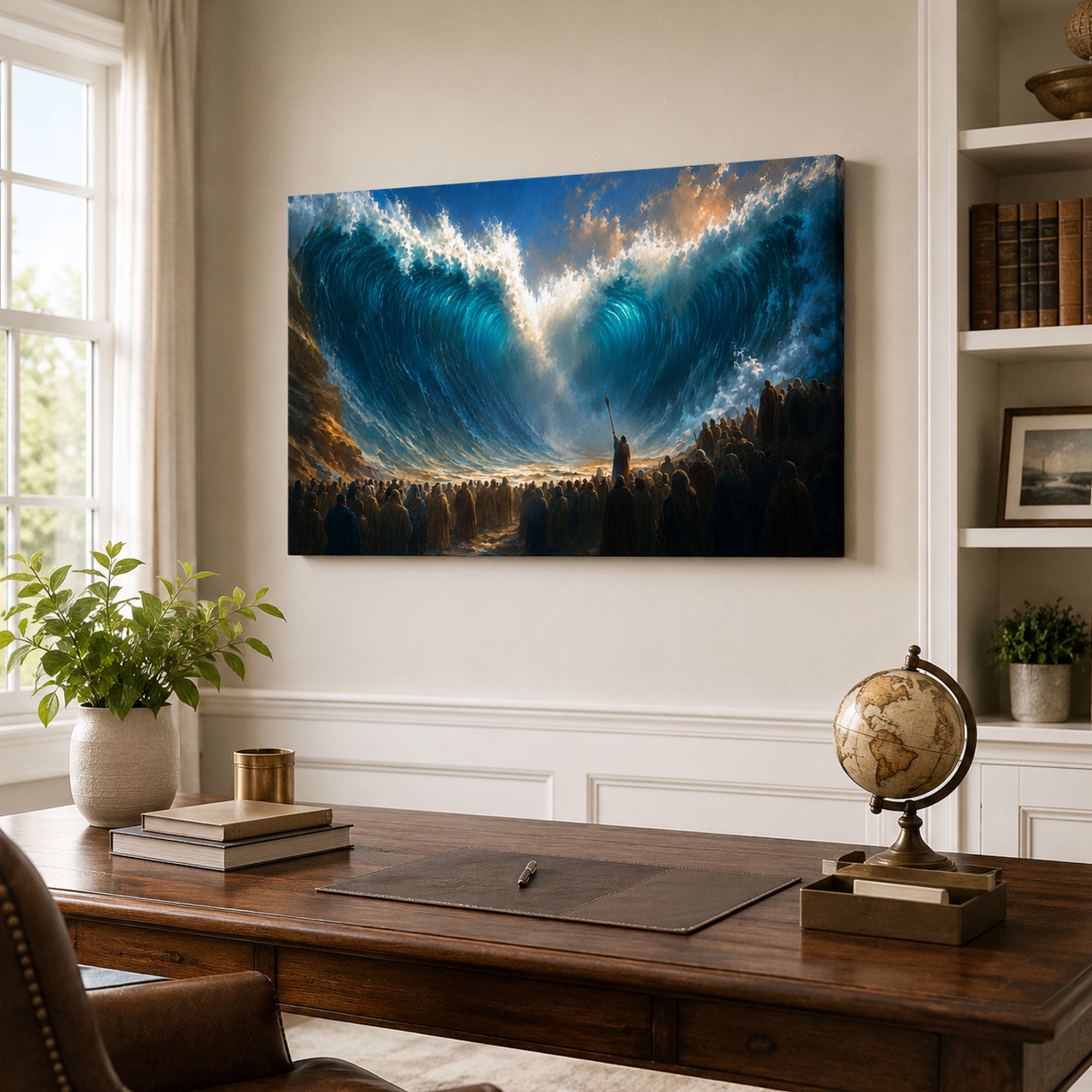 Moses Parting the Red Sea Canvas Print, Exodus Christian Faith Decor