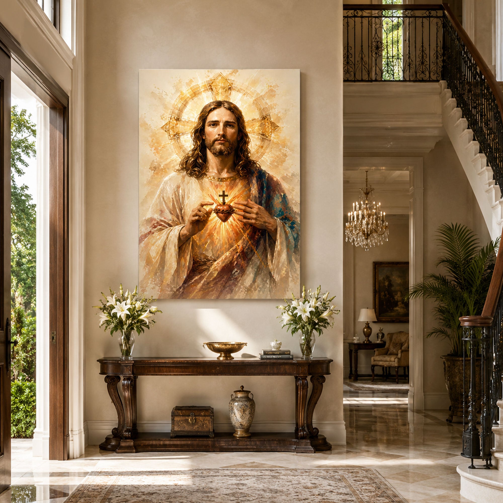 Sacred Heart of Jesus Canvas Print, Christian Devotion Wall Art, Catholic Religious Home Decor, Inspirational Faith Gift