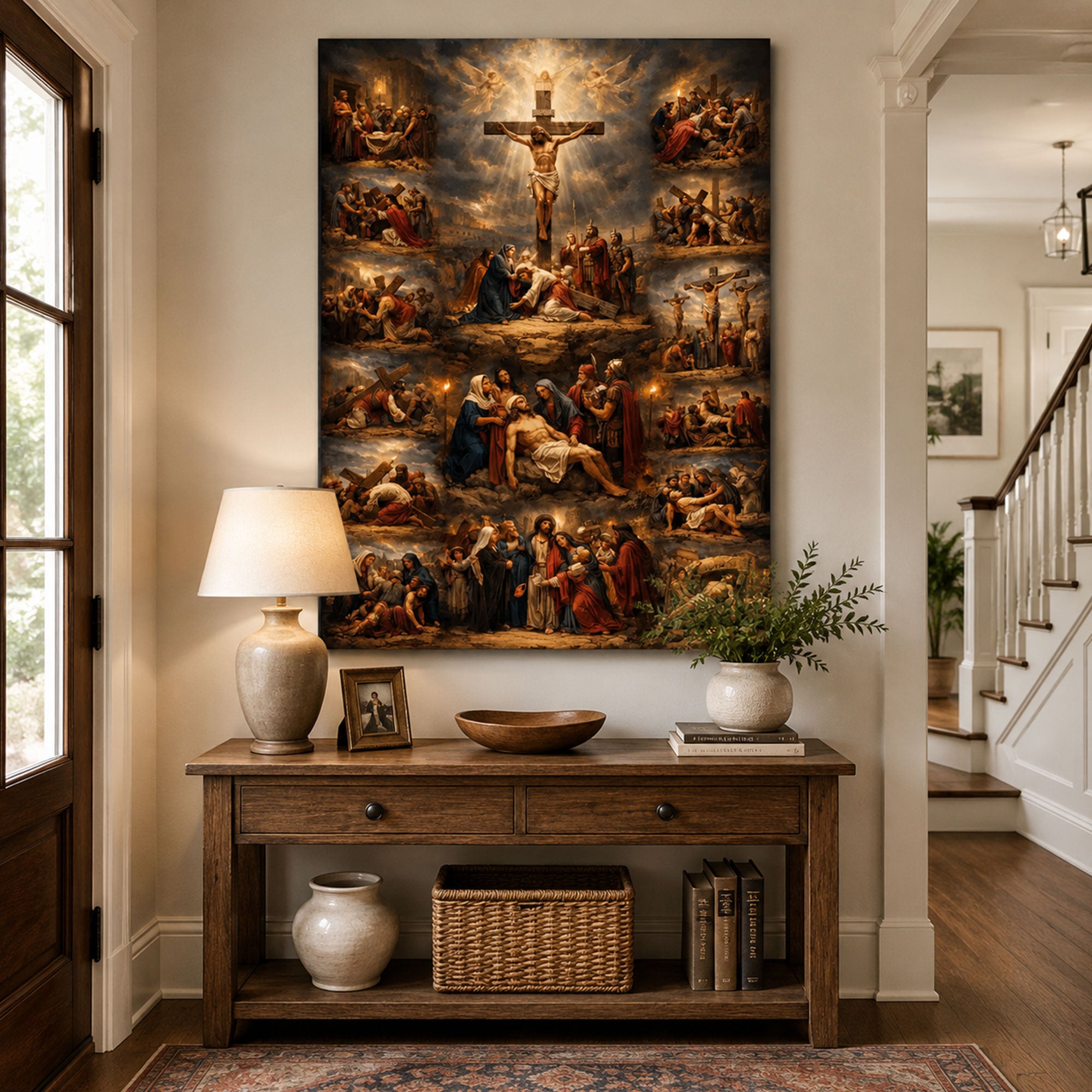 Passion of Christ Canvas Print, Crucifixion and Stations of the Cross Christian Wall Art, Sacred Faith Home Decor