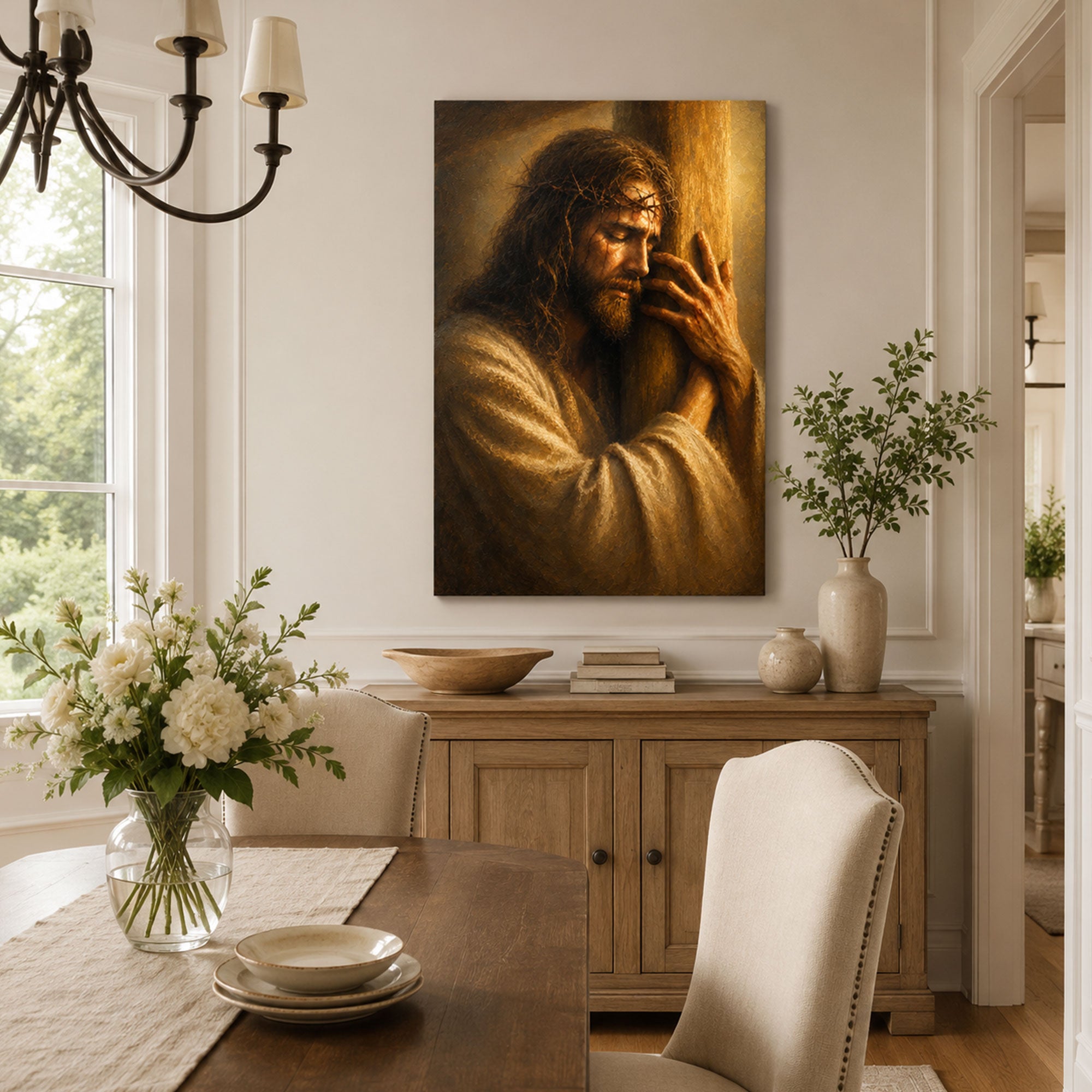 Jesus Carrying the Cross Canvas Print, Christian Home Decor