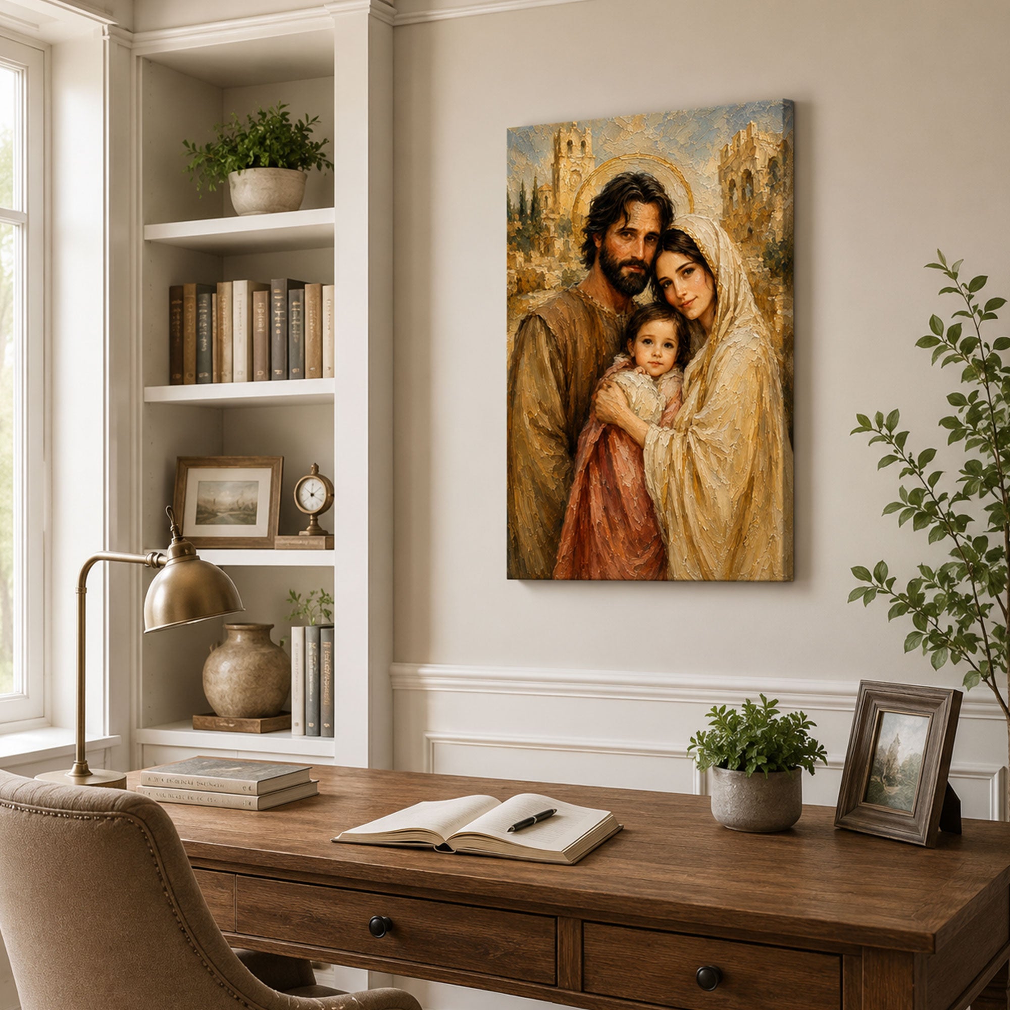 Saints Joachim and Anne with Young Mary Canvas Print, Jerusalem Catholic Decor