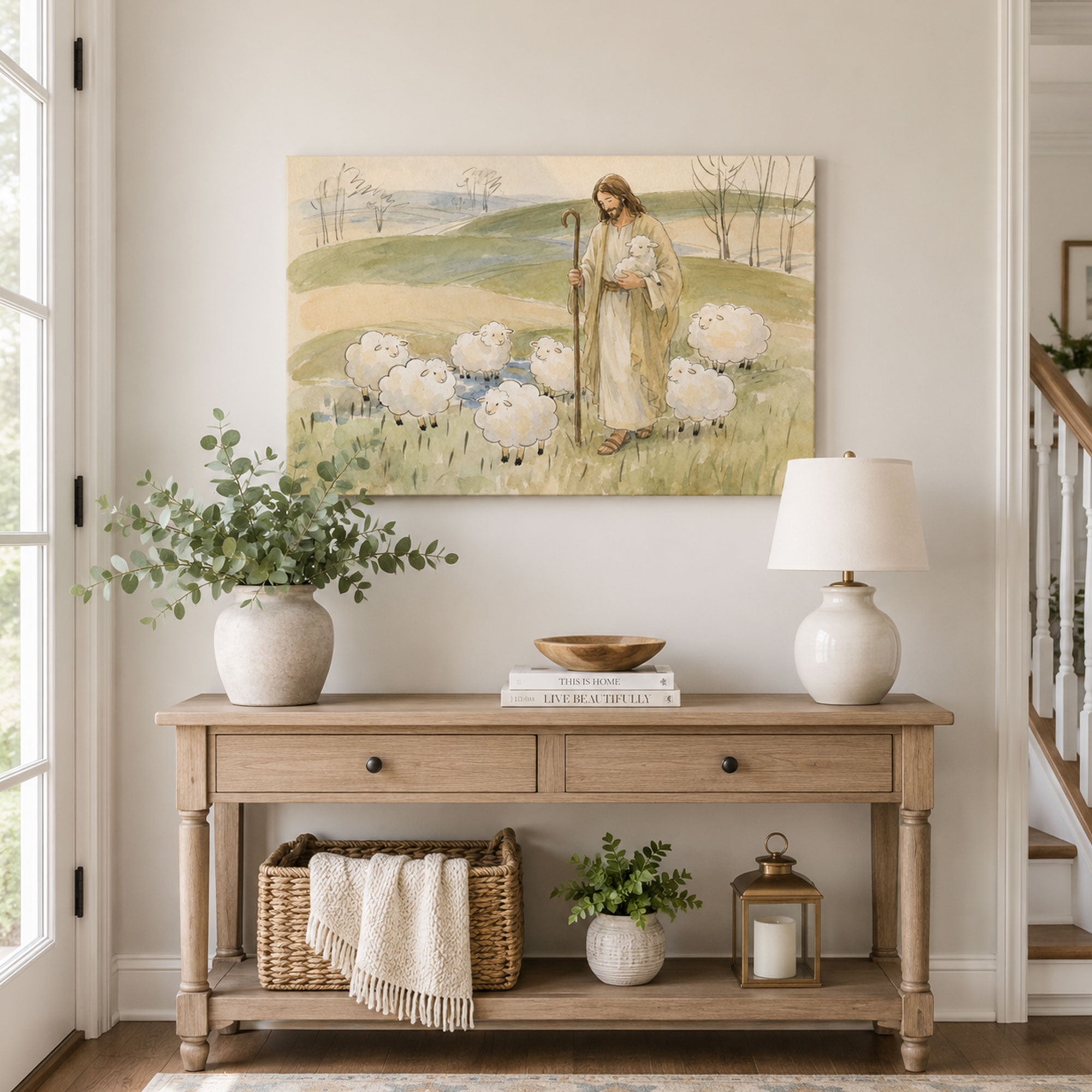 Jesus the Good Shepherd Canvas Print, Christian Home Decor