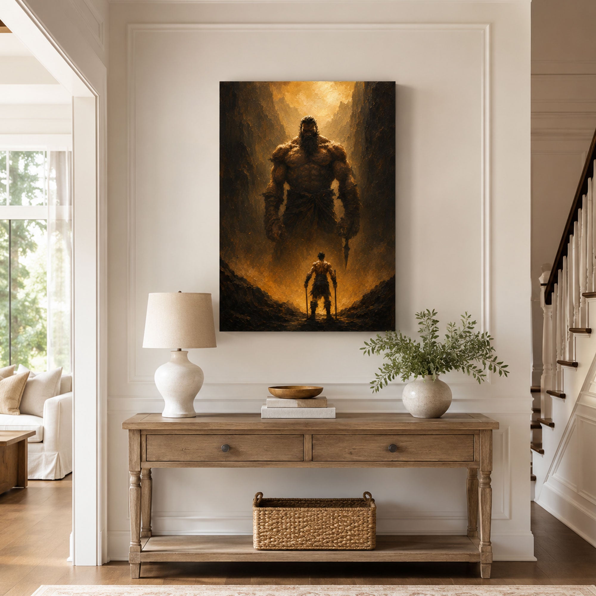David’s Victory Over Goliath Canvas Print, Christian Home Decor