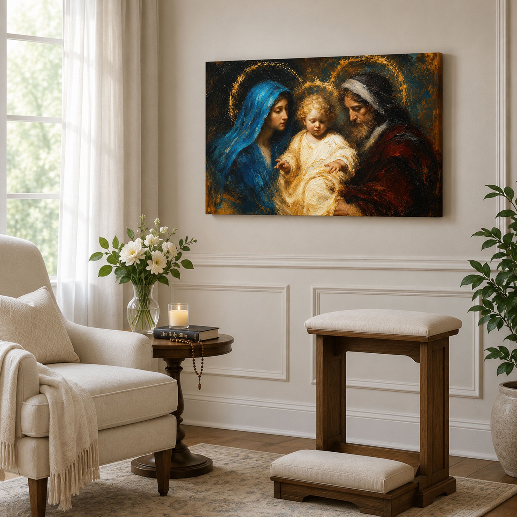 Holy Family with Baby Jesus Canvas Print, Catholic Home Decor