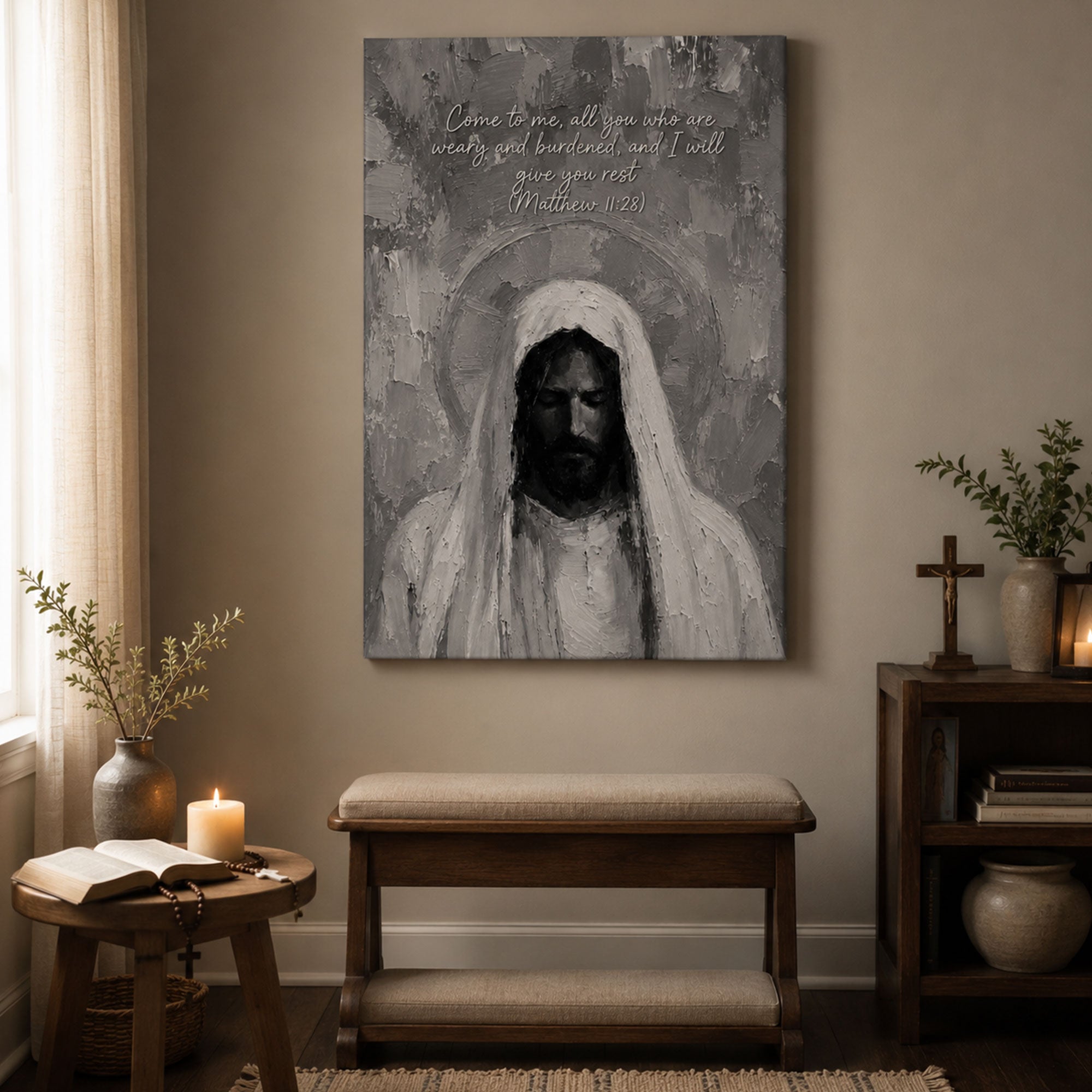 Come To Me Matthew 11:28 Canvas Print, Jesus Christian Wall Art, Faith Home Decor