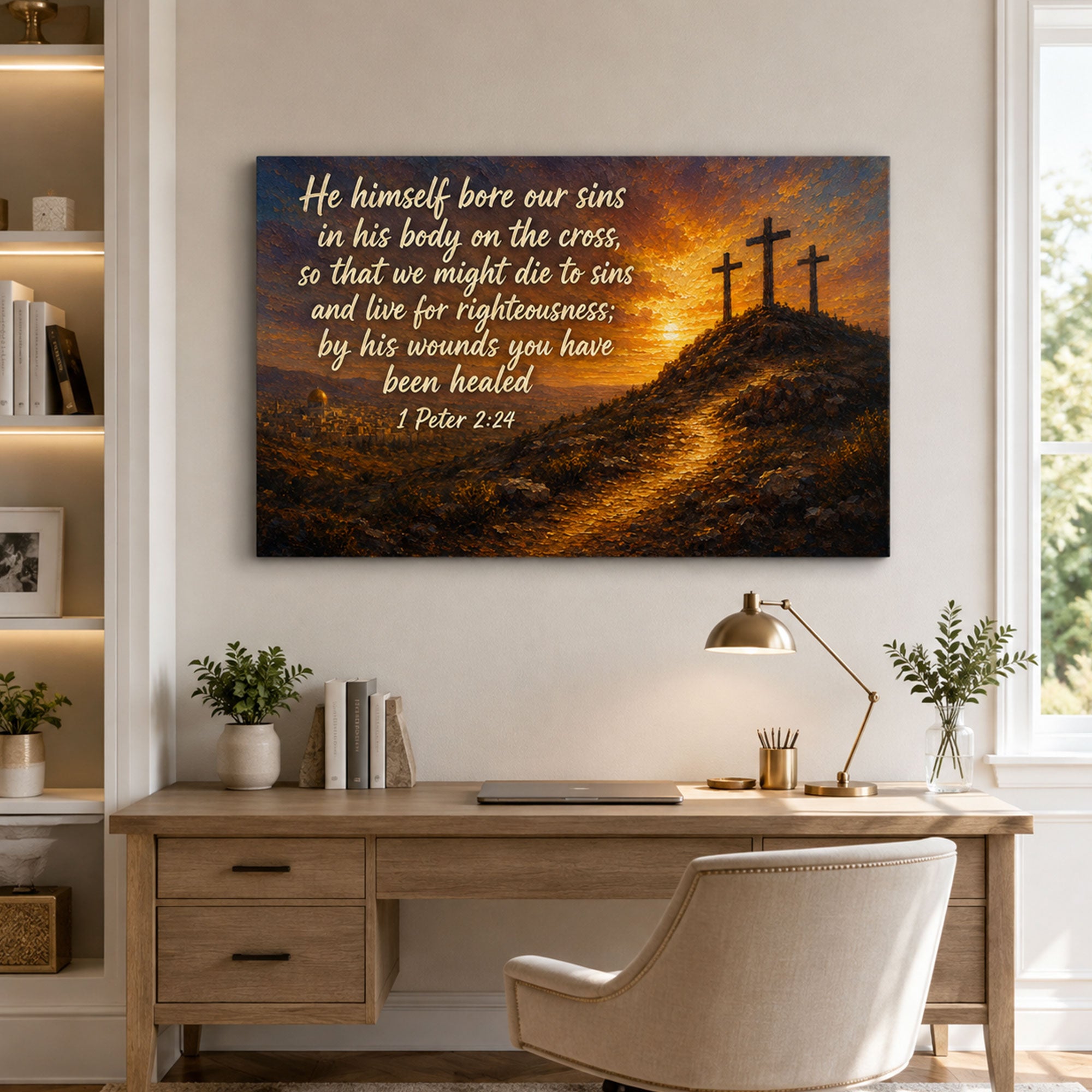 By His Wounds You Have Been Healed Canvas Print, 1 Peter 2:24 Christian Wall Decor, Faith Gift