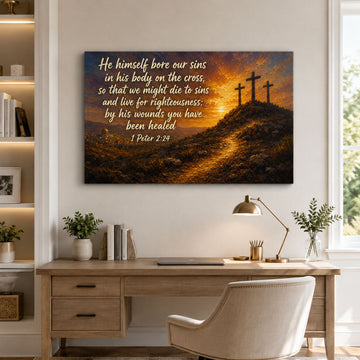 By His Wounds You Have Been Healed Canvas Print, 1 Peter 2:24 Christian Wall Decor, Faith Gift