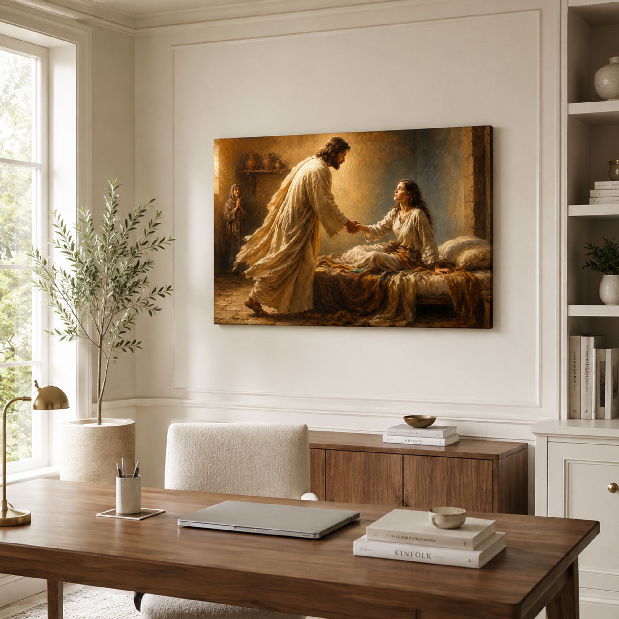 Jesus Healing the Sick Woman Canvas Print, Christian Wall Decor, Healing Faith Gift