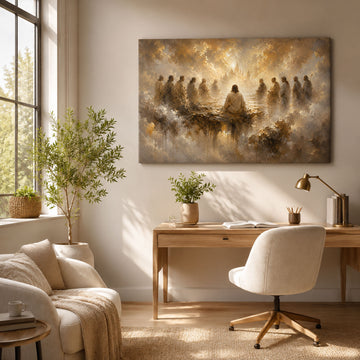 Jesus and the Twelve Apostles in Heaven Canvas Print, Heavenly Kingdom Christian Wall Decor, Faith Gift