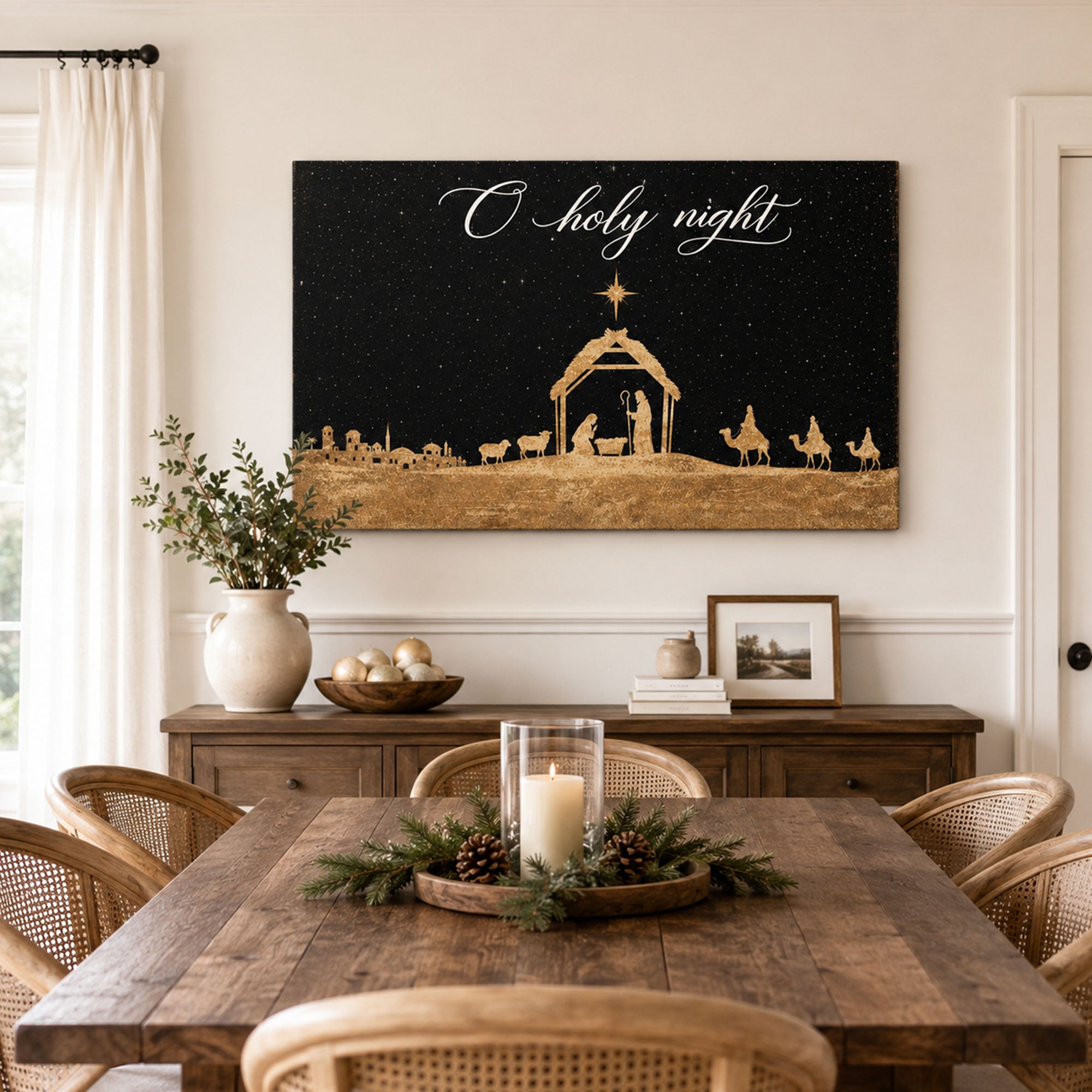 O Holy Night Nativity Canvas Print, Christian Home Decor