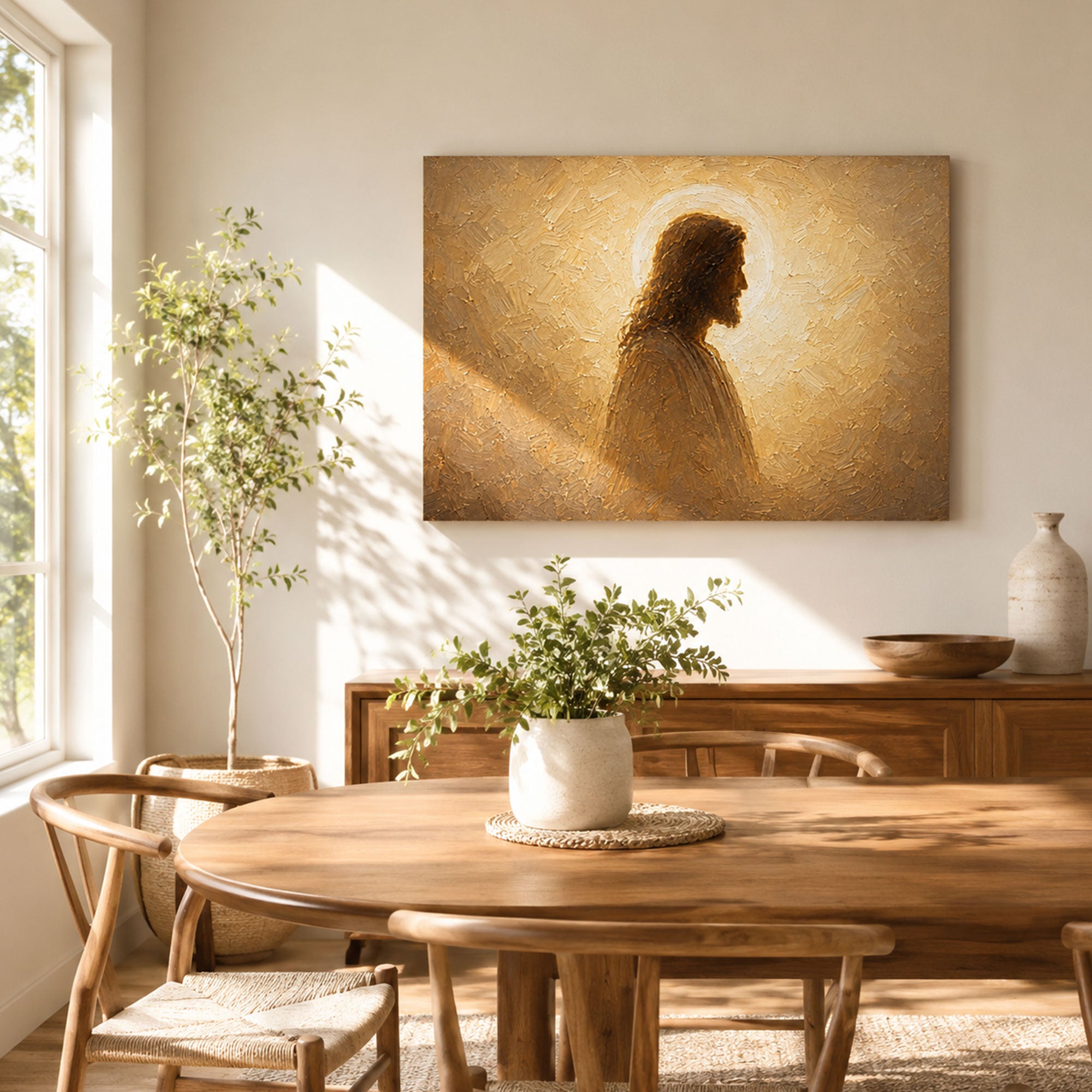 Jesus in Divine Light Canvas Print, Light of the World Christian Wall Decor, Faith Gift
