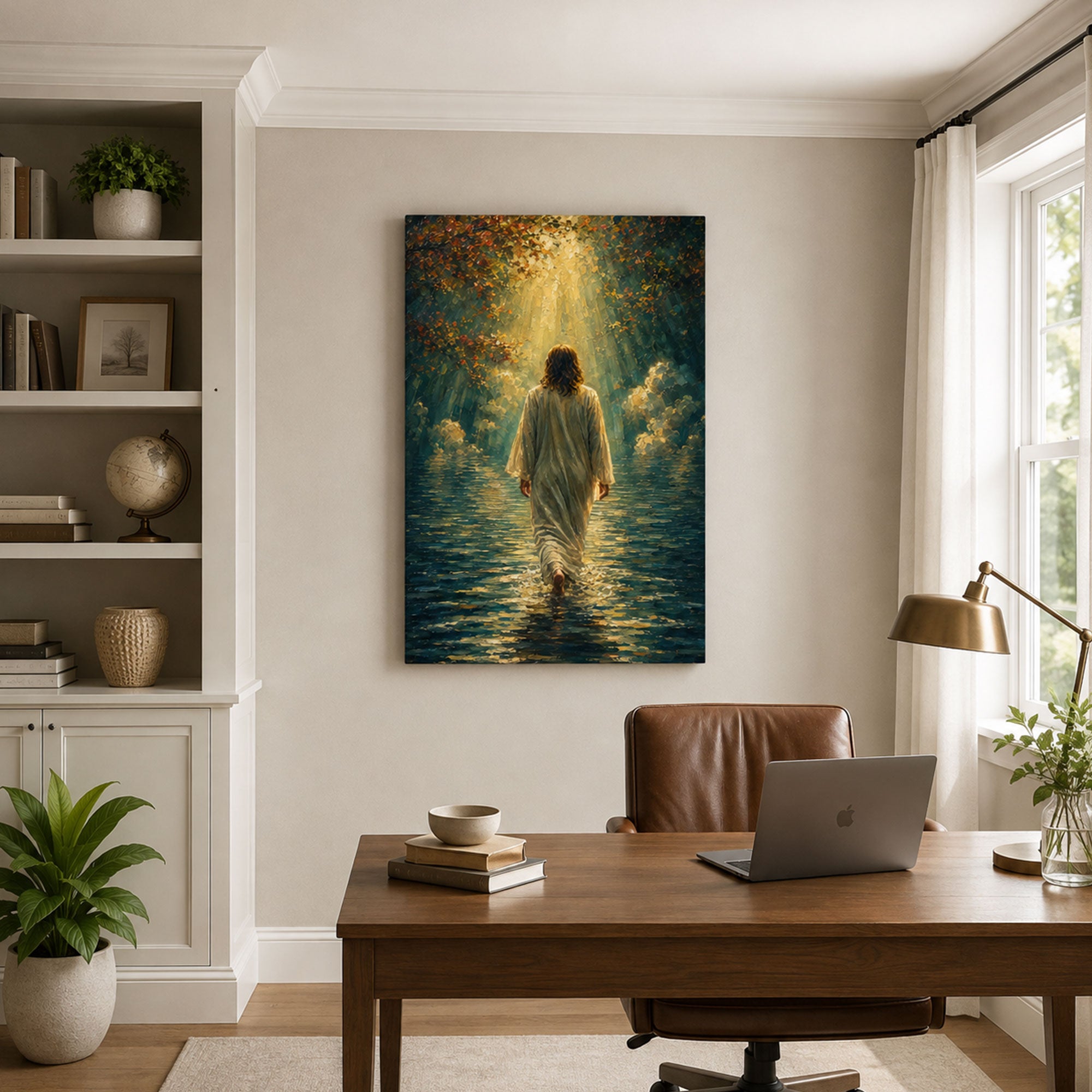 Jesus Walking on Water Canvas Print, Matthew 14:25 Christian Wall Decor, Walk by Faith Gift