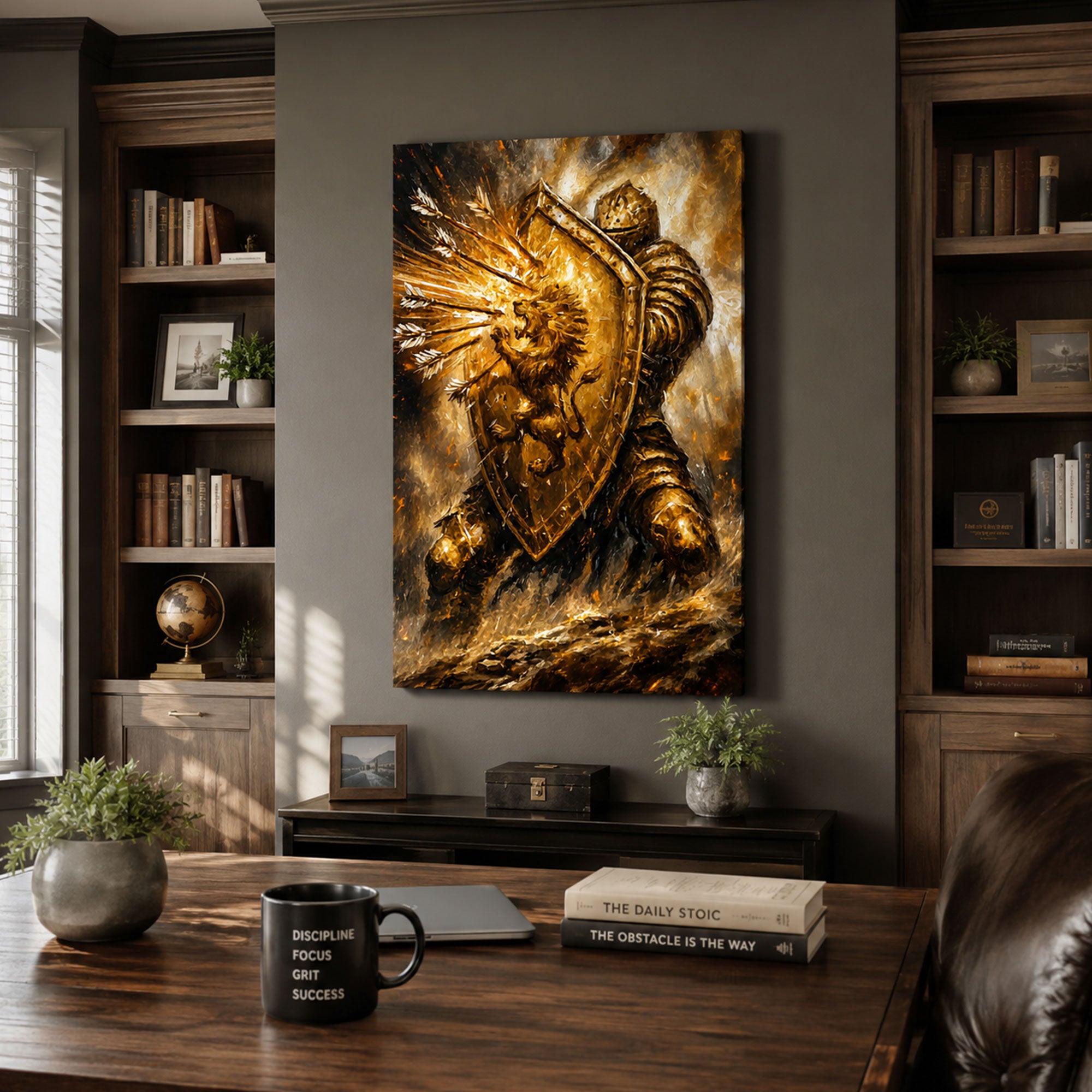 Armor of God Lion Warrior Canvas Print, Christian Home Decor