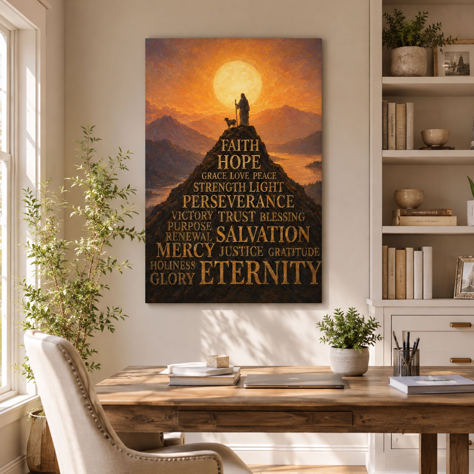 Faith Hope Love Jesus Canvas Print, Christian Inspirational Wall Decor, Salvation Faith Gift