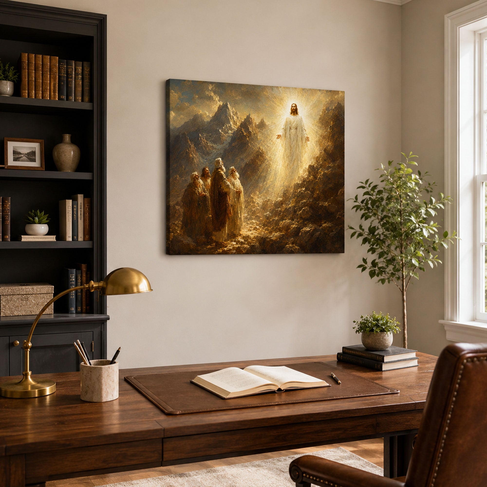 Radiant Jesus Above the Disciples Canvas Print, Faith Home Decor