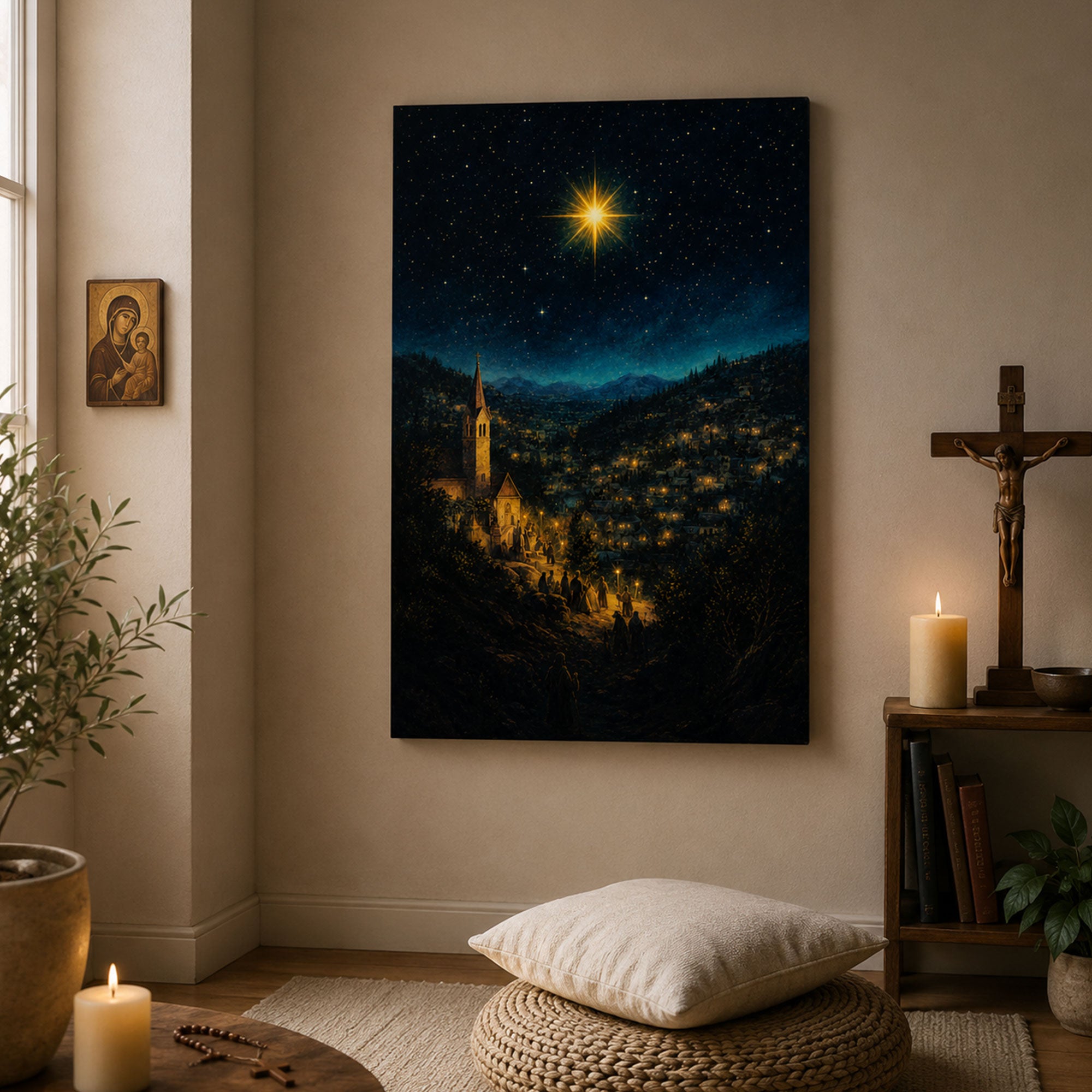 Star of Bethlehem Canvas Print, Christmas Christian Wall Art, Guiding Light Faith Home Decor
