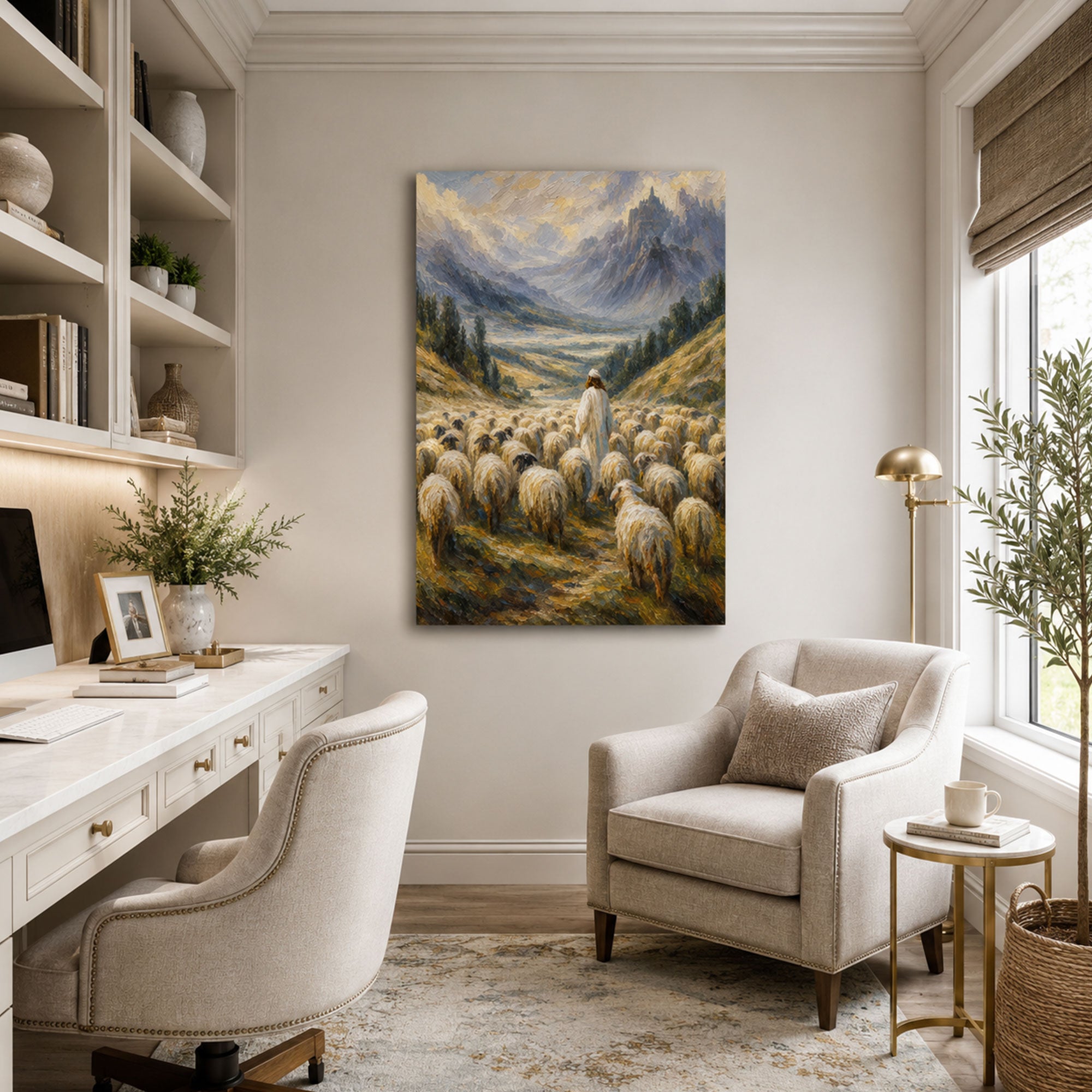 Jesus the Good Shepherd Canvas Print, Psalm 23 Christian Wall Decor, Faith Gift