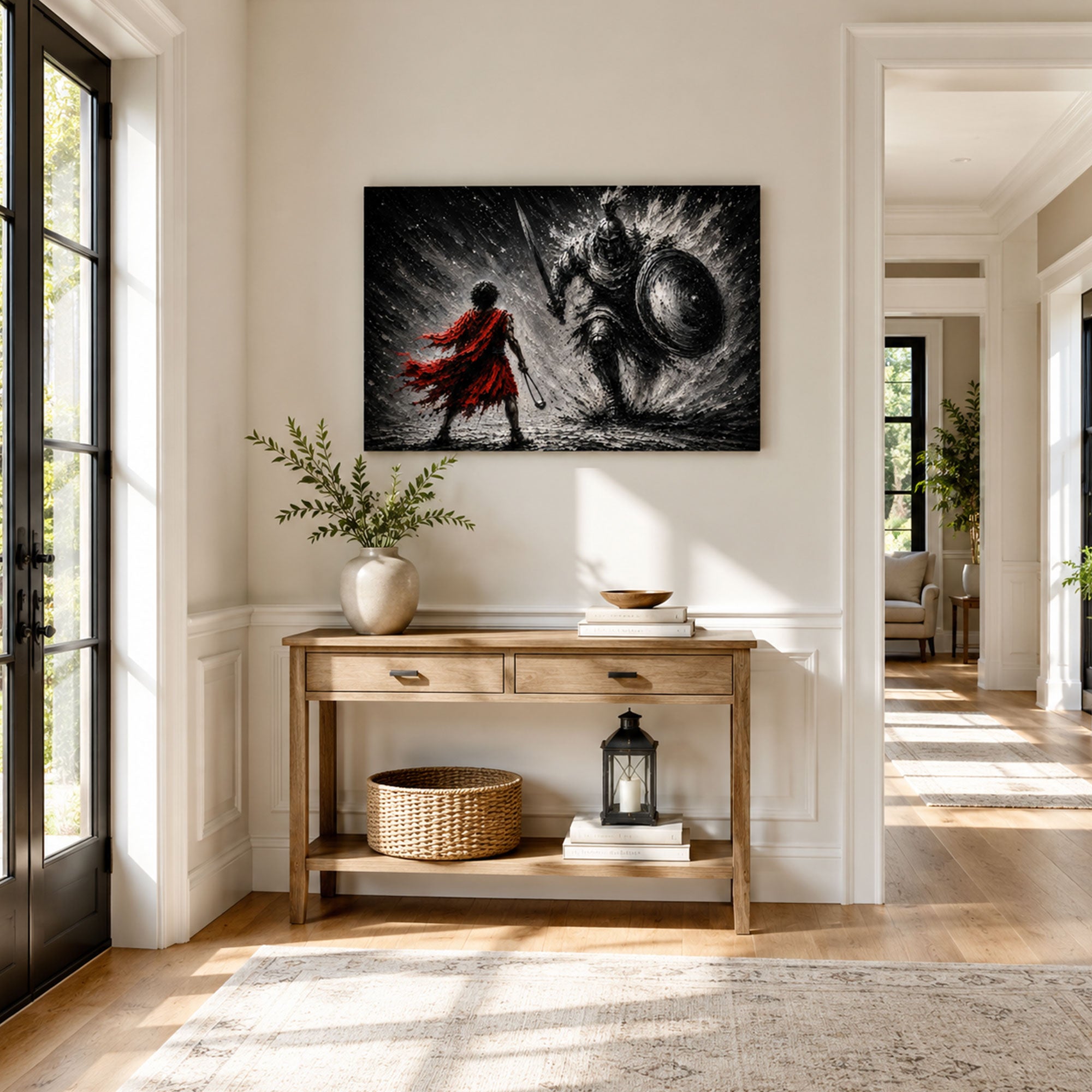 David and Goliath Canvas Print, 1 Samuel 17 Faith Over Fear Christian Wall Decor, Bible Story Gift