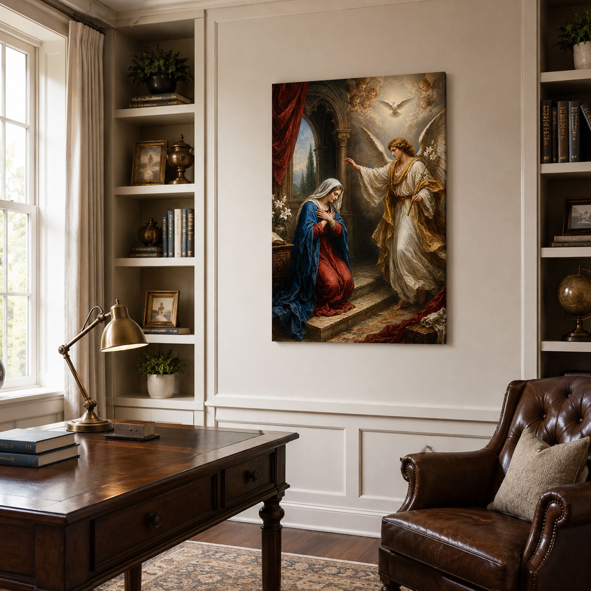Annunciation of Mary Canvas Print, Archangel Gabriel Catholic Wall Art, Virgin Mary Faith Home Decor Gift