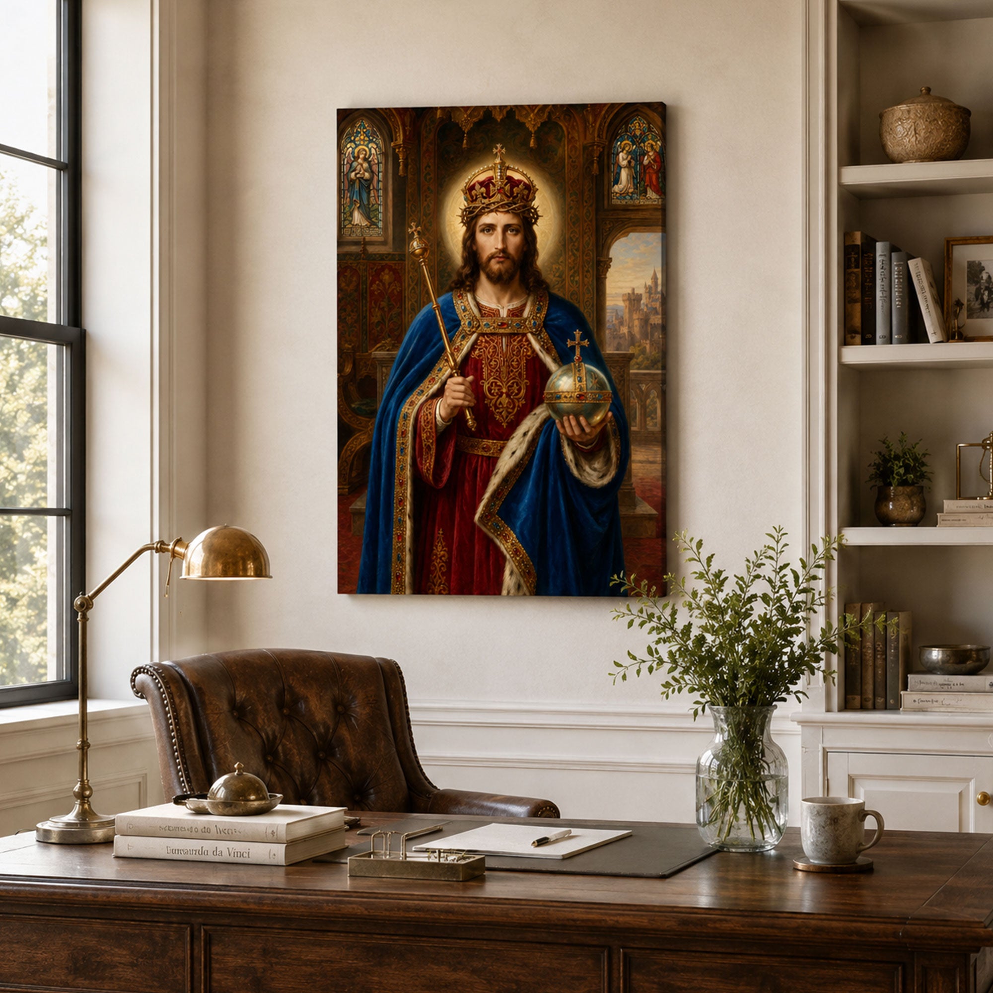 Christ the King Canvas Print, Crowned Jesus Catholic Wall Art, Royal Faith Home Decor Gift
