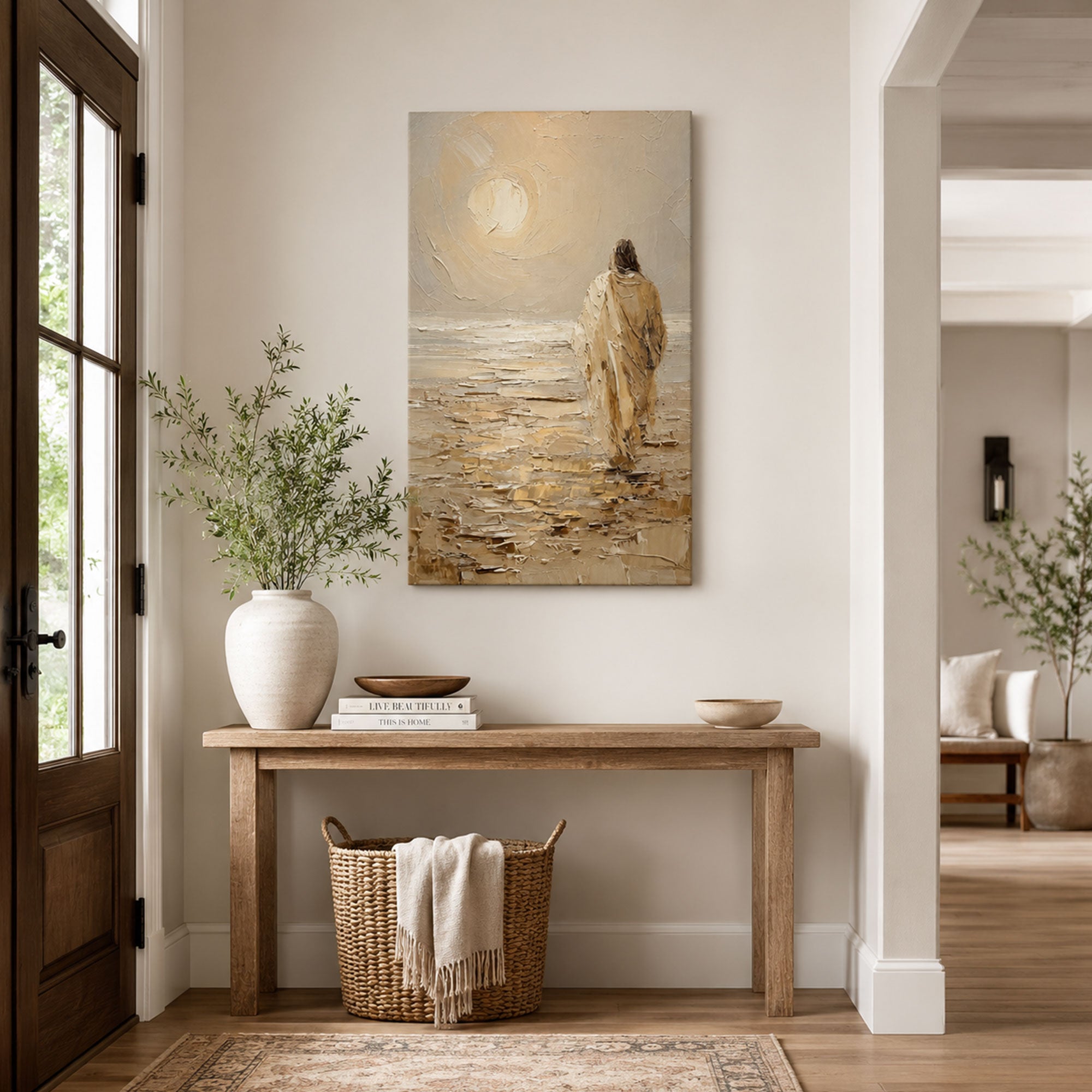 Jesus Walking by the Sea Canvas Print, Christian Home Decor