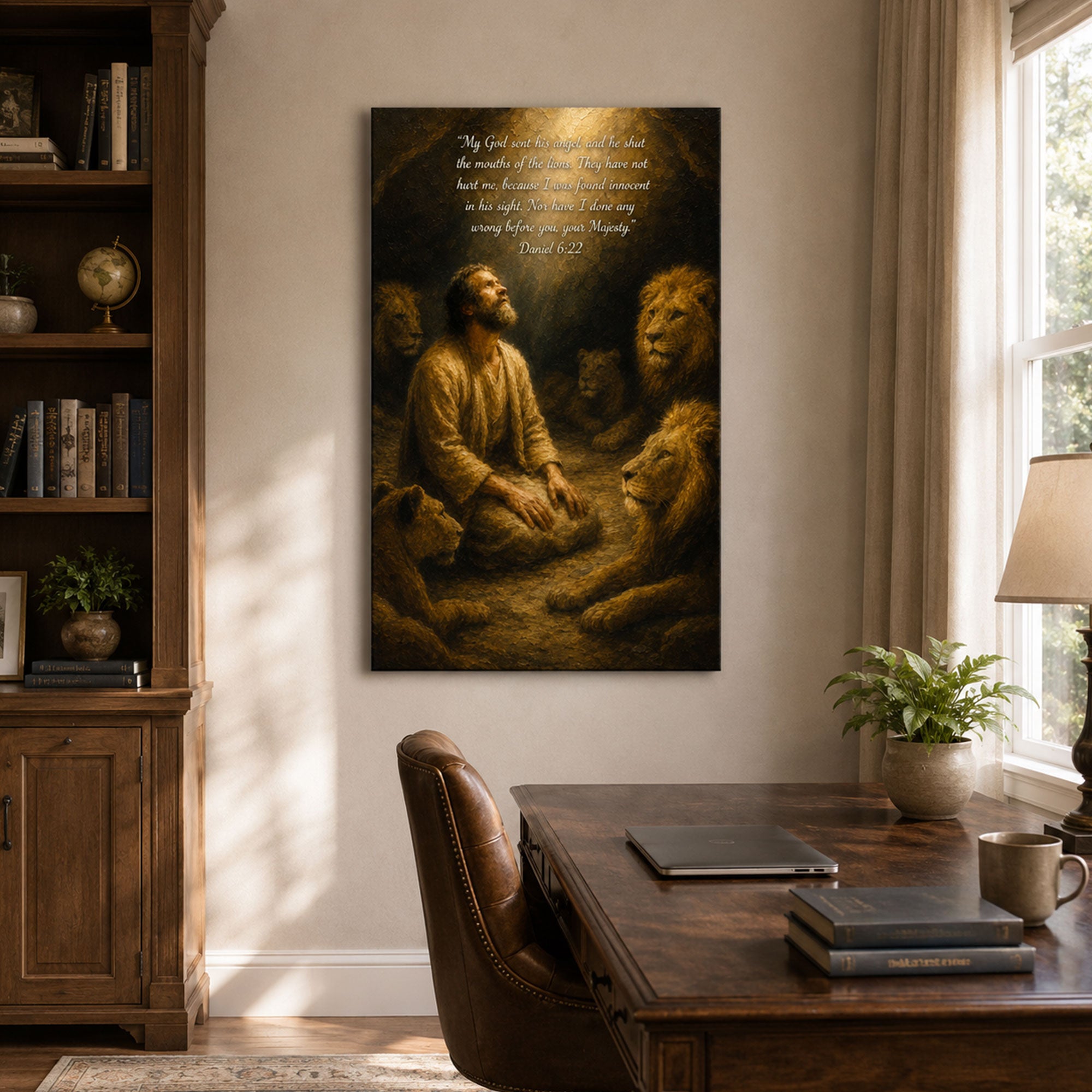 Daniel 6:22 My God Sent His Angel Canvas Print, Christian Home Decor