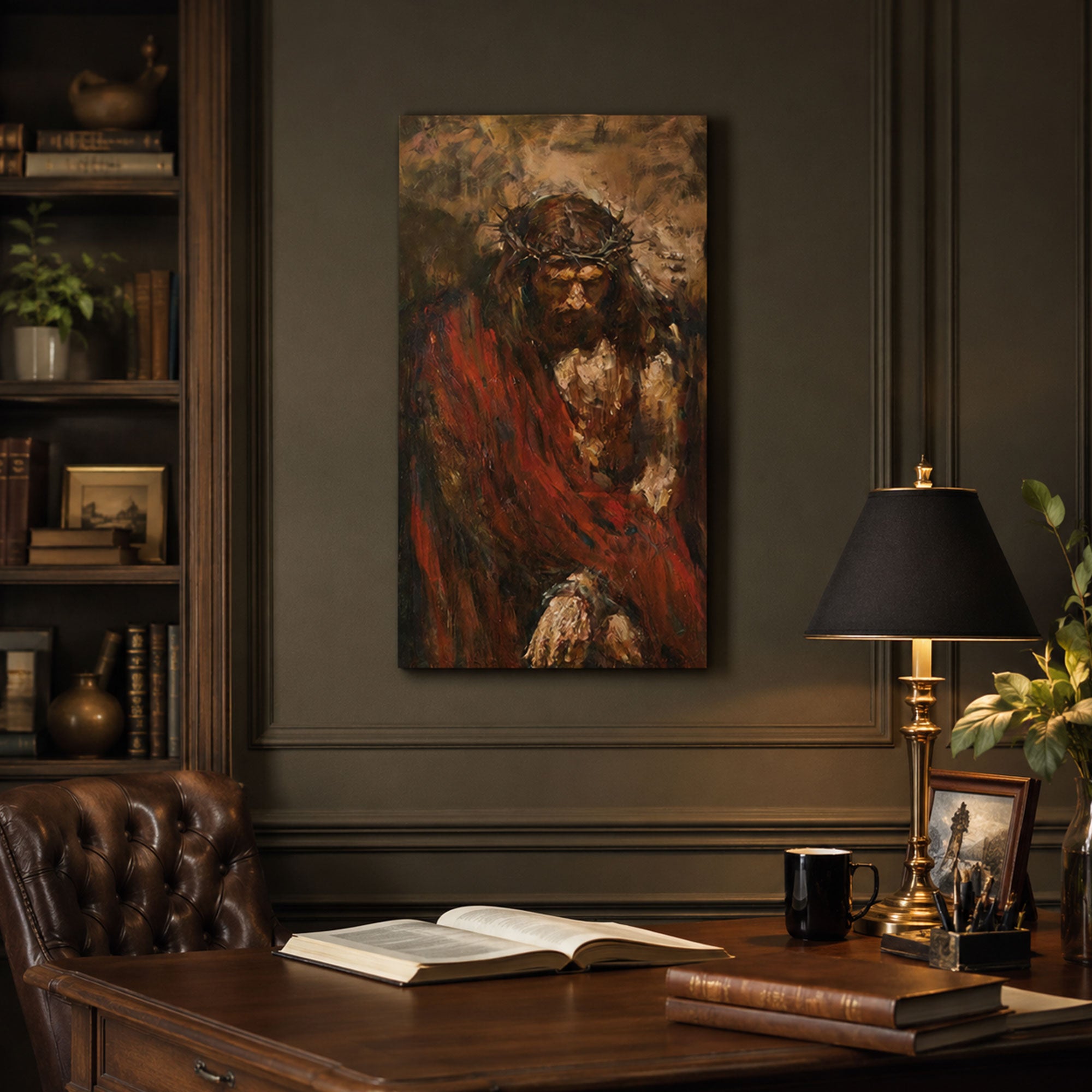 Jesus Crown of Thorns Canvas Print, Passion of Christ Christian Wall Art, Faith Home Decor Gift