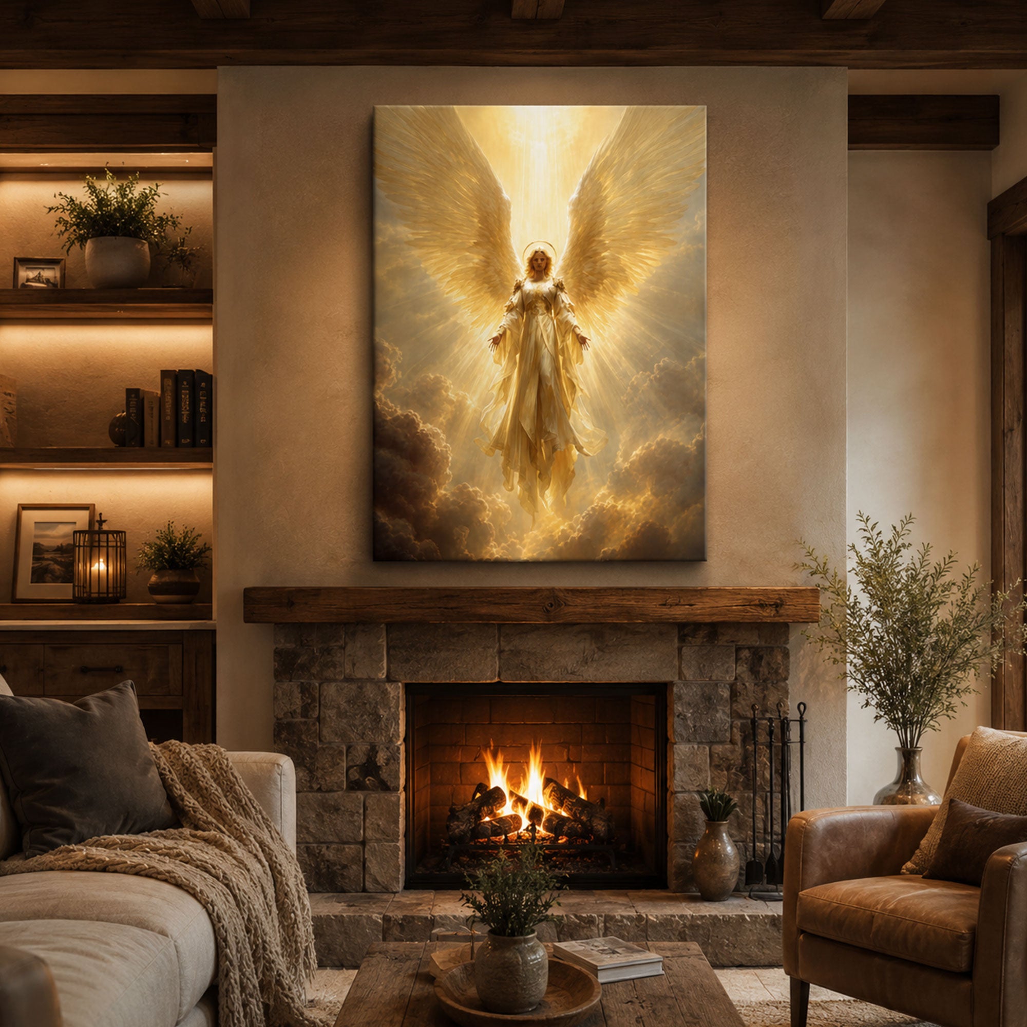Guardian Angel Wall Art Canvas Print, Christian Angel Decor, Faith Home Gift