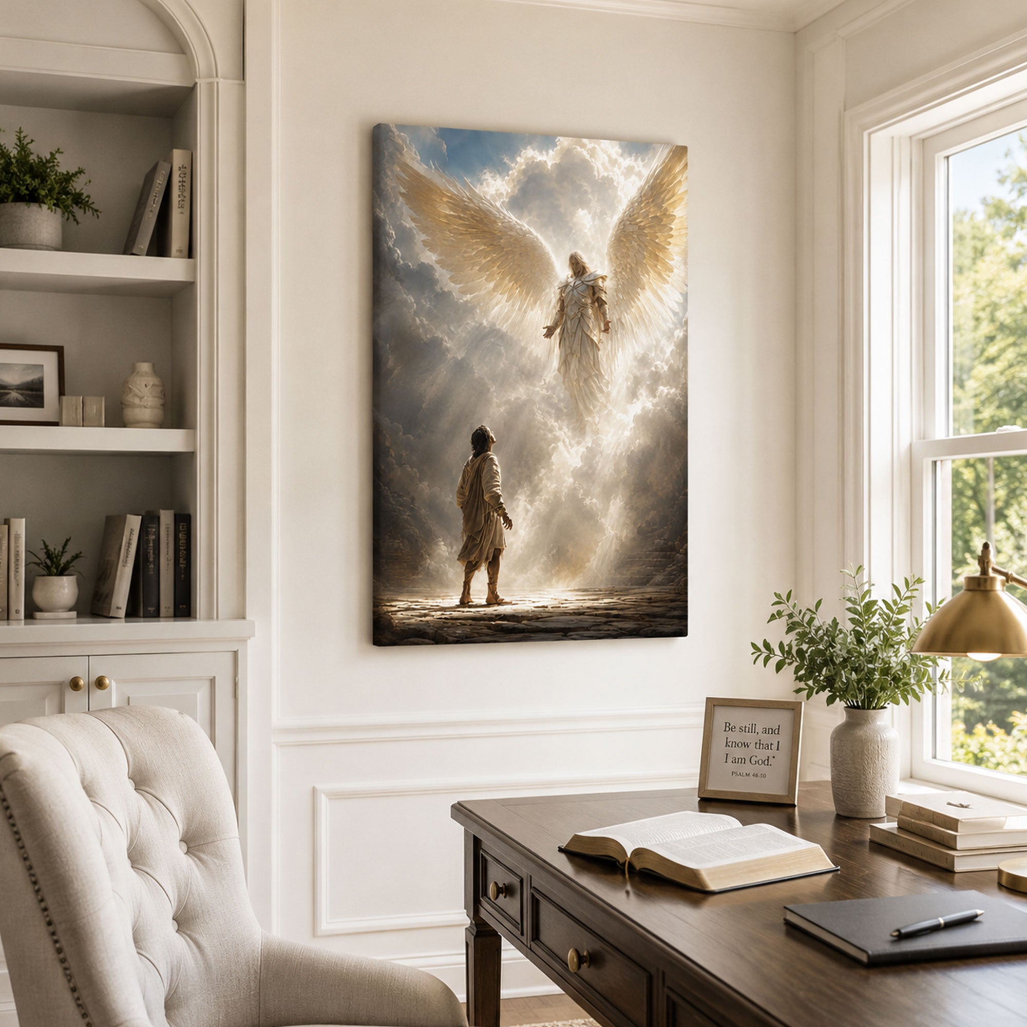 Guardian Angel Protection Canvas Print, Heavenly Christian Wall Decor, Faith Gift