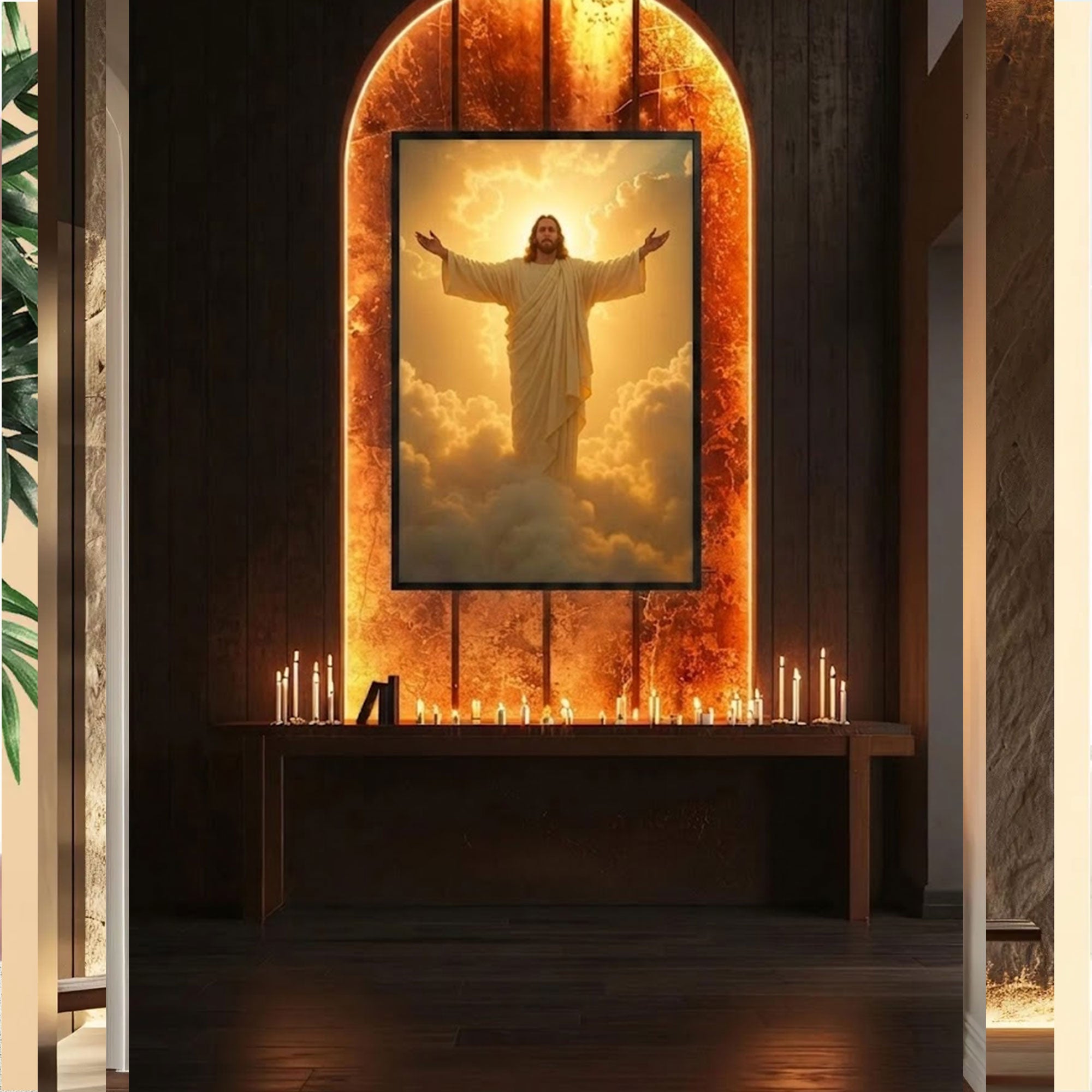 Resurrected Jesus Canvas Print, Ascension of Christ Wall Art, Christian Religious Home Decor, Inspirational Faith Gift for Family, Easter Spiritual Artwork