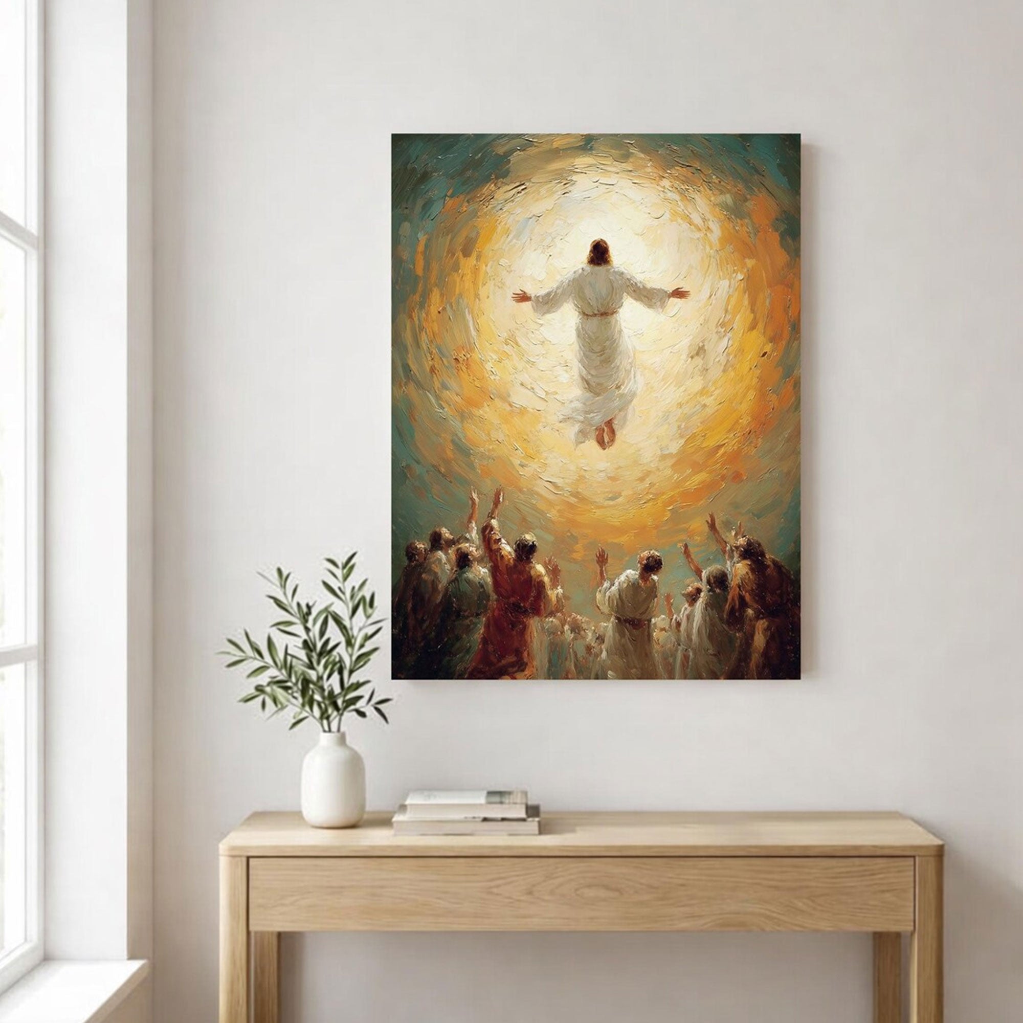 Ascension of Jesus Canvas Print, Christian Faith Wall Art, Heavenly Spiritual Decor, Sacred Biblical Artwork