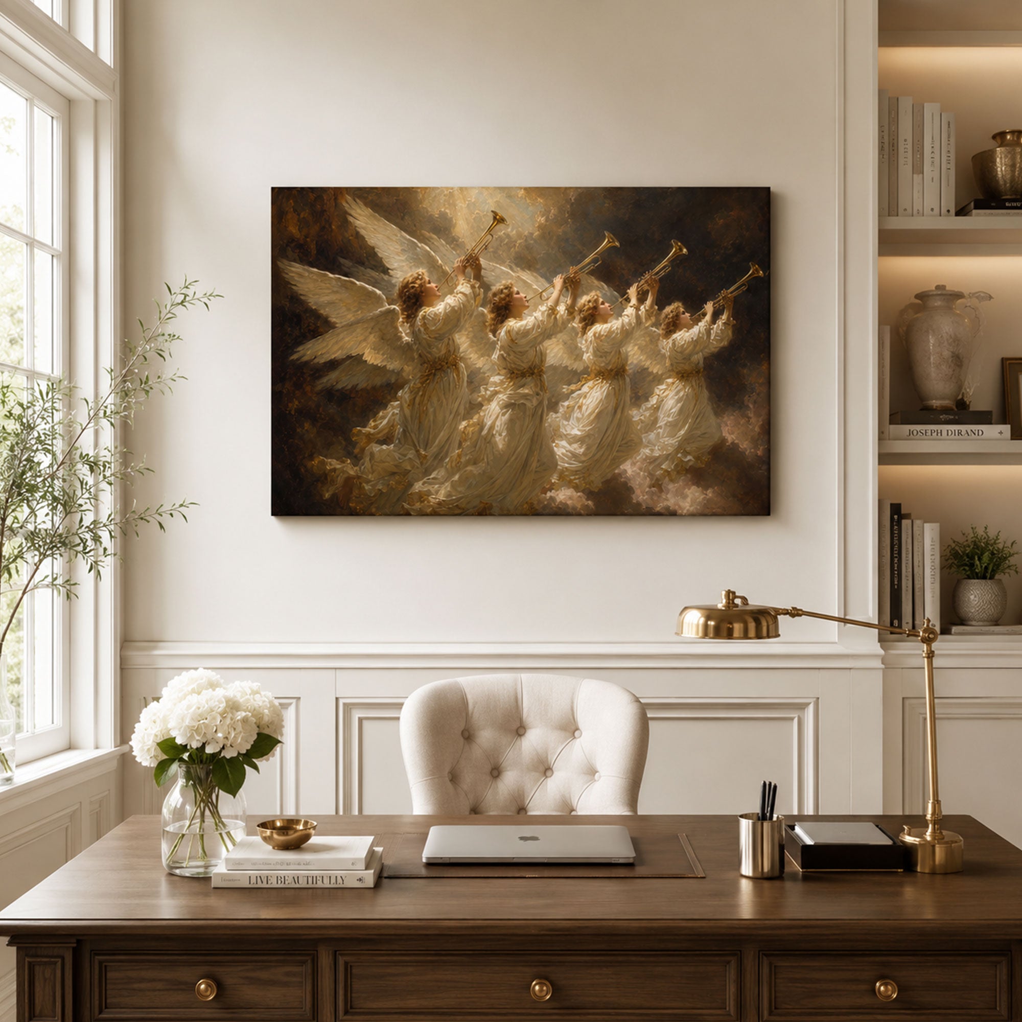 Heavenly Angels with Trumpets Canvas Print, Christian Home Decor