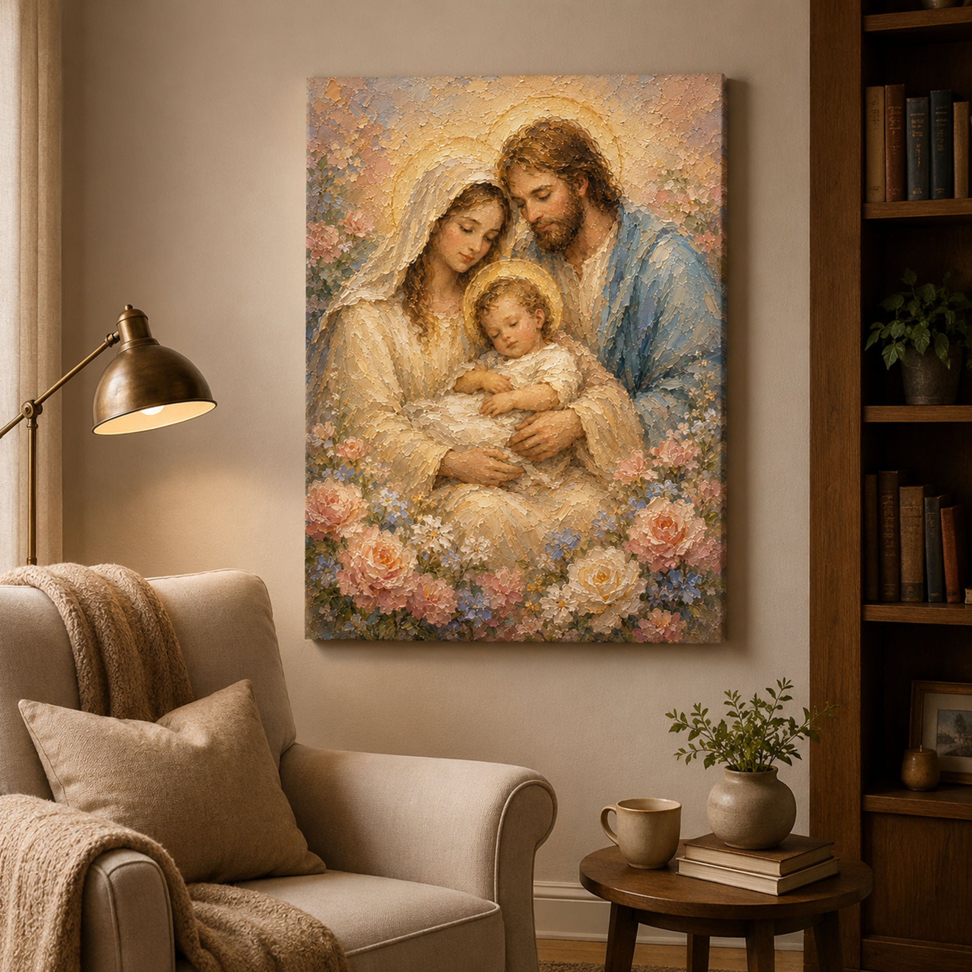Holy Family Canvas Print, Jesus Mary and Joseph Catholic Wall Art, Christian Home Decor, Sacred Family Gift