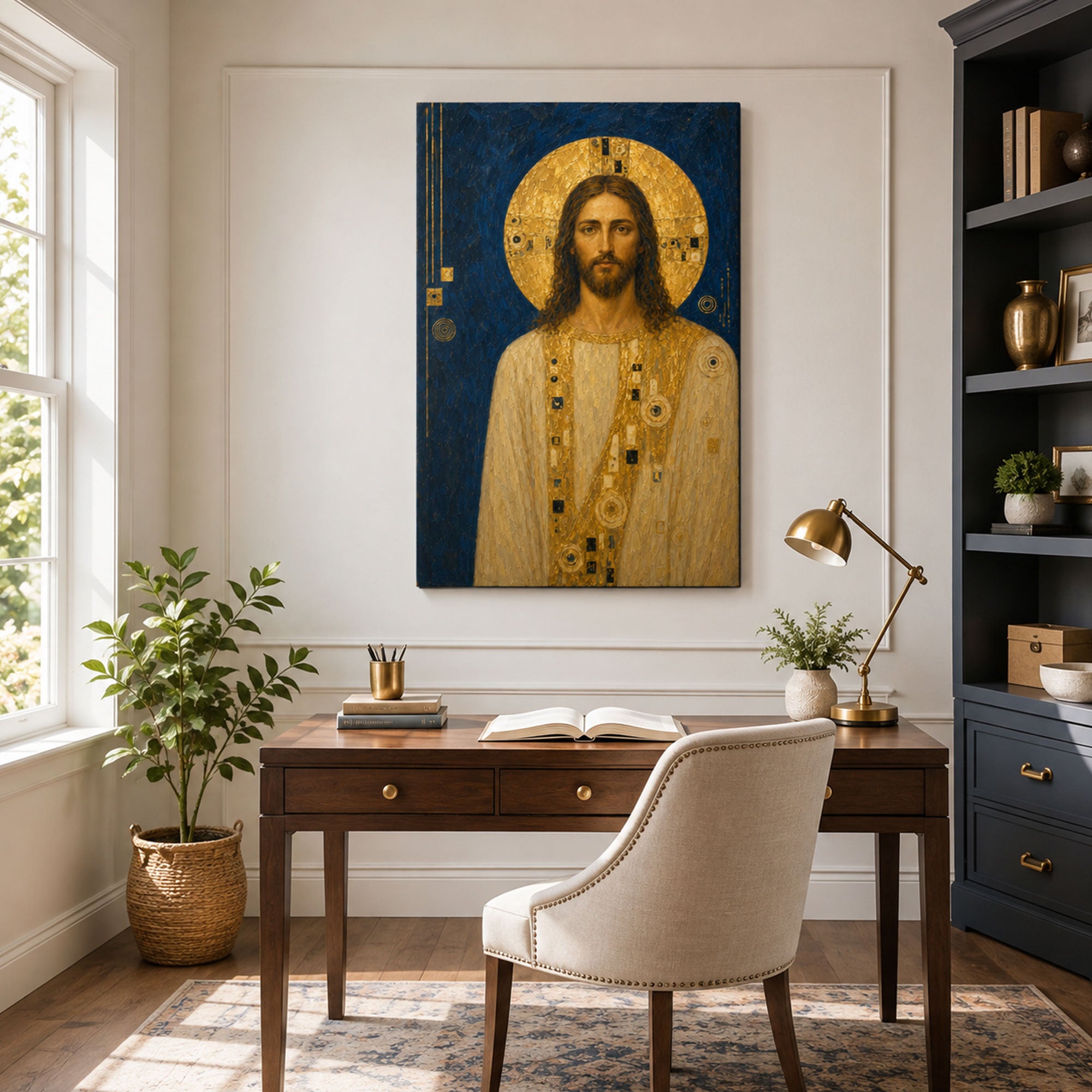Jesus Christ Golden Halo Canvas Print, Byzantine Christian Wall Decor, Catholic Faith Gift