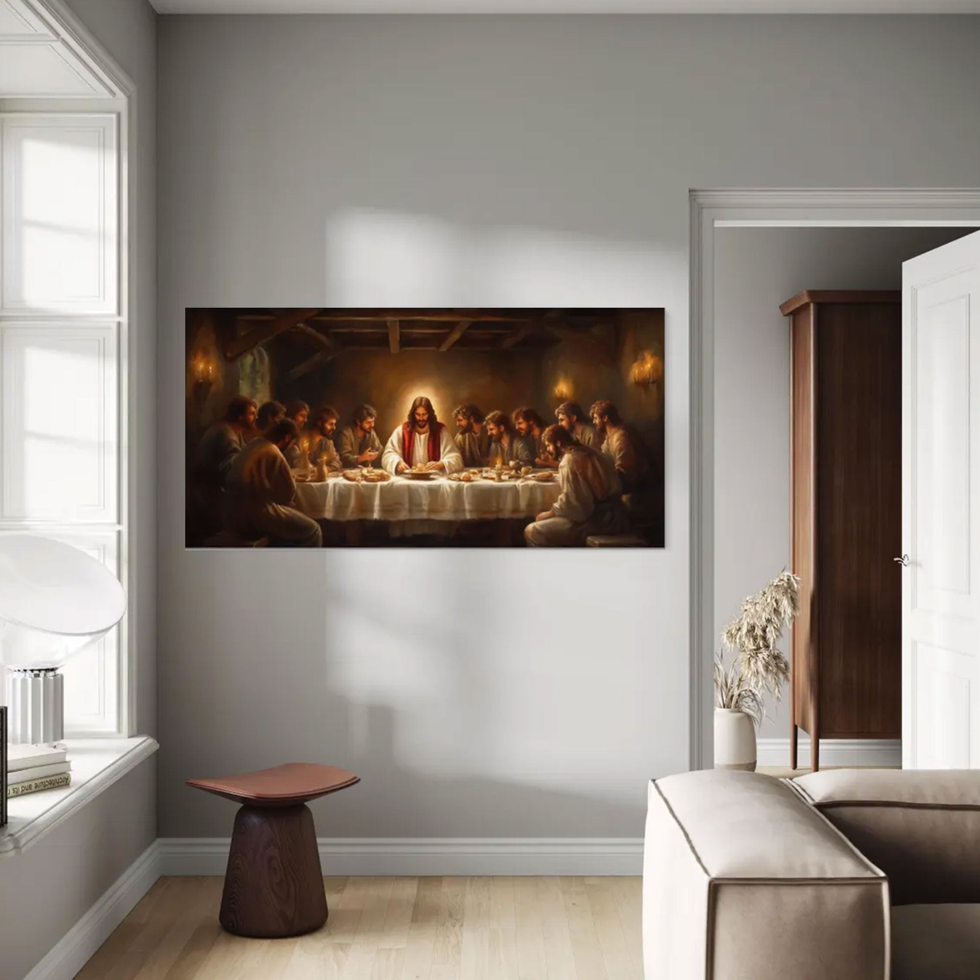The Last Supper Canvas Print, Jesus and His Twelve Disciples Wall Art, Classical Biblical Painting, Christian Religious Church Home Decor, Faith Gift