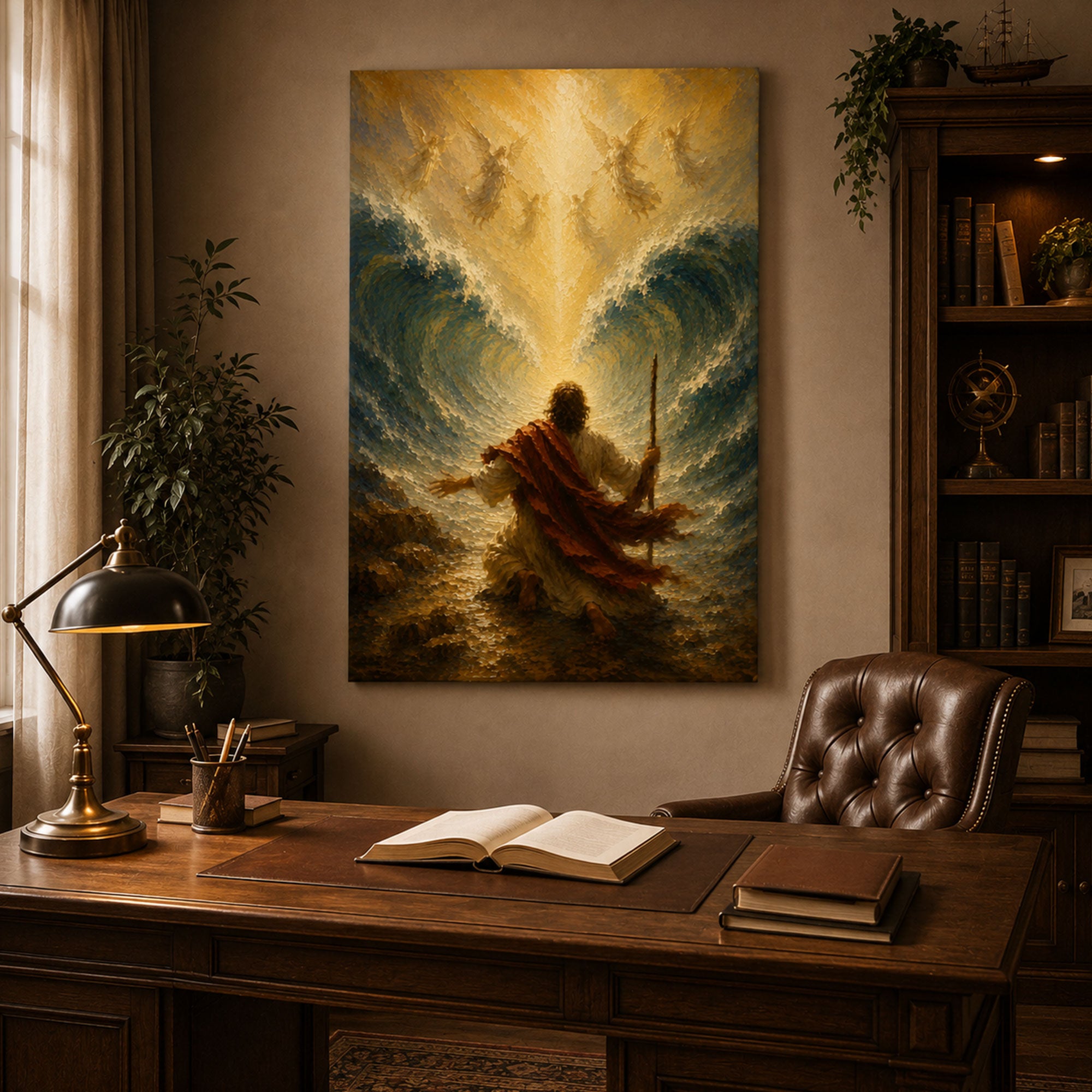Moses Parting the Red Sea Canvas Print, Christian Bible Story Wall Art, Faith and Deliverance Home Decor