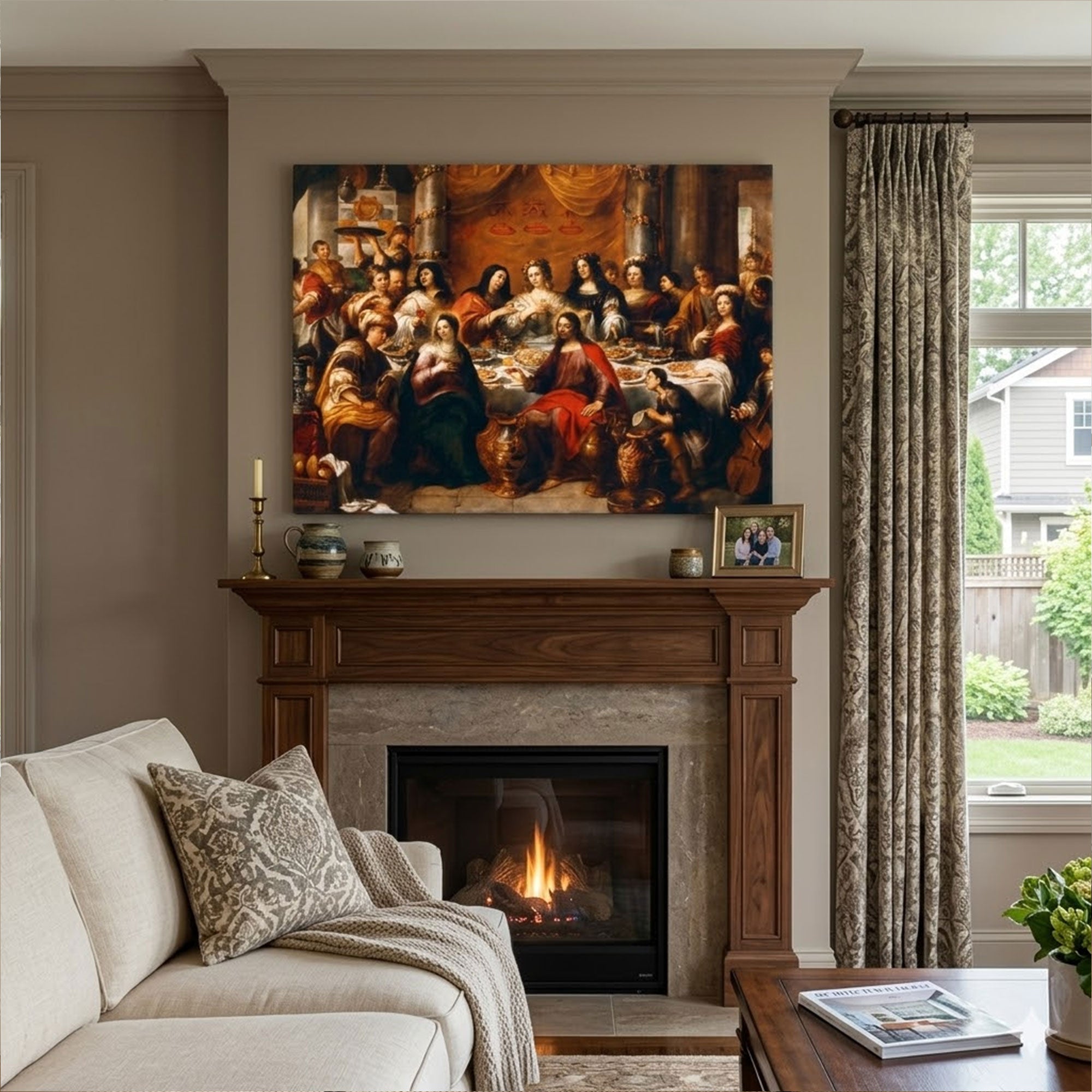 The Wedding Feast of Cana Canvas Print, Jesus Miracle Wall Art, Water into Wine Biblical Scene, Christian Religious Home Decor, Inspirational Faith Gift