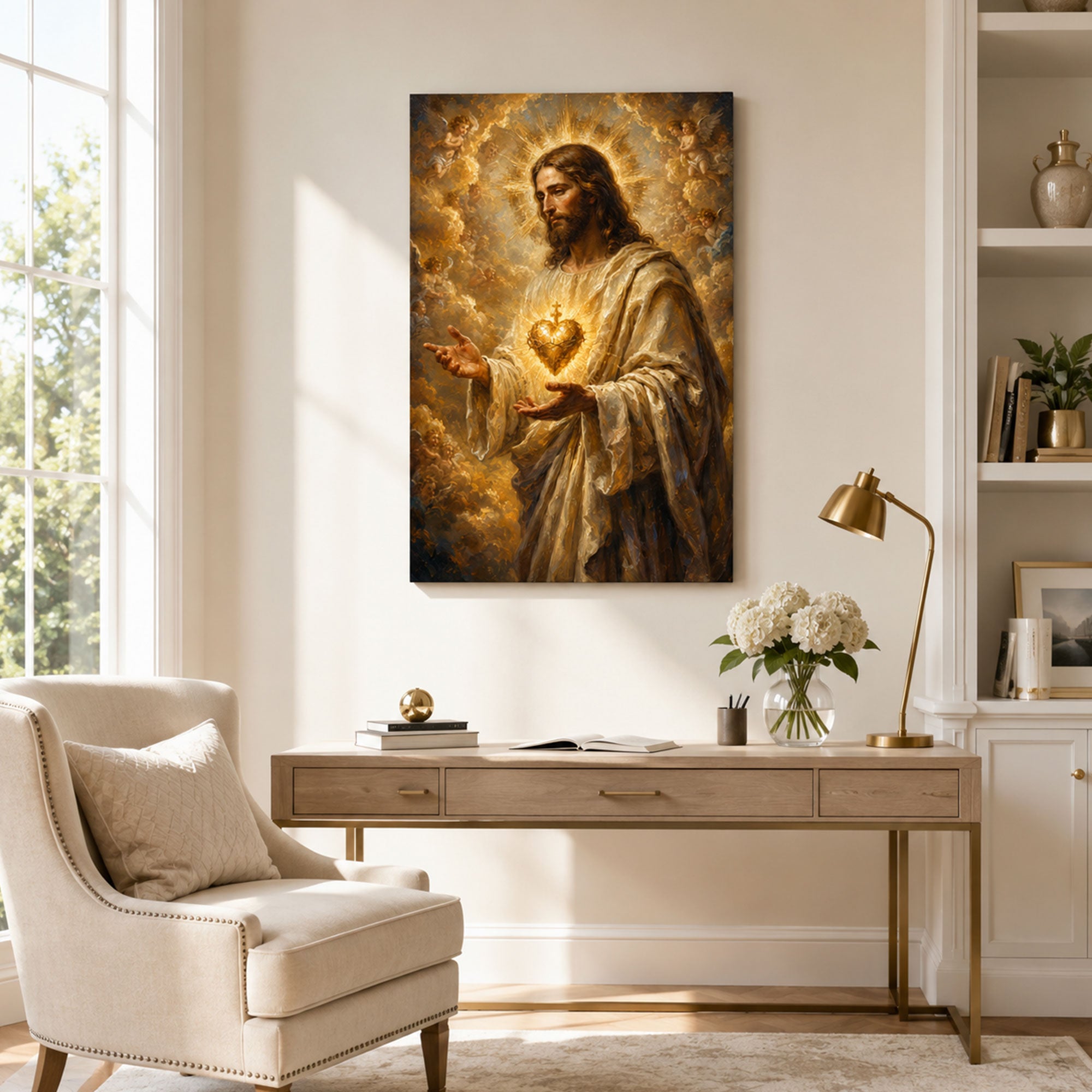 Sacred Heart of Jesus Canvas Print, Catholic Christian Wall Decor, Divine Love Faith Gift
