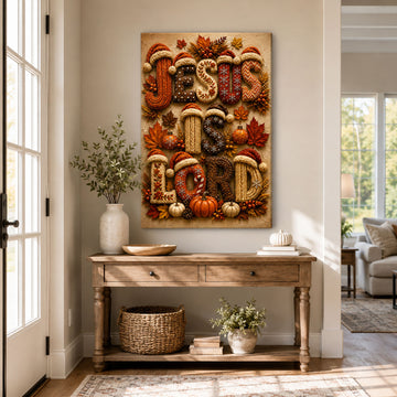 Jesus Is Lord Canvas Print, Christian Fall Wall Decor, Autumn Faith Home Decor, Religious Gift